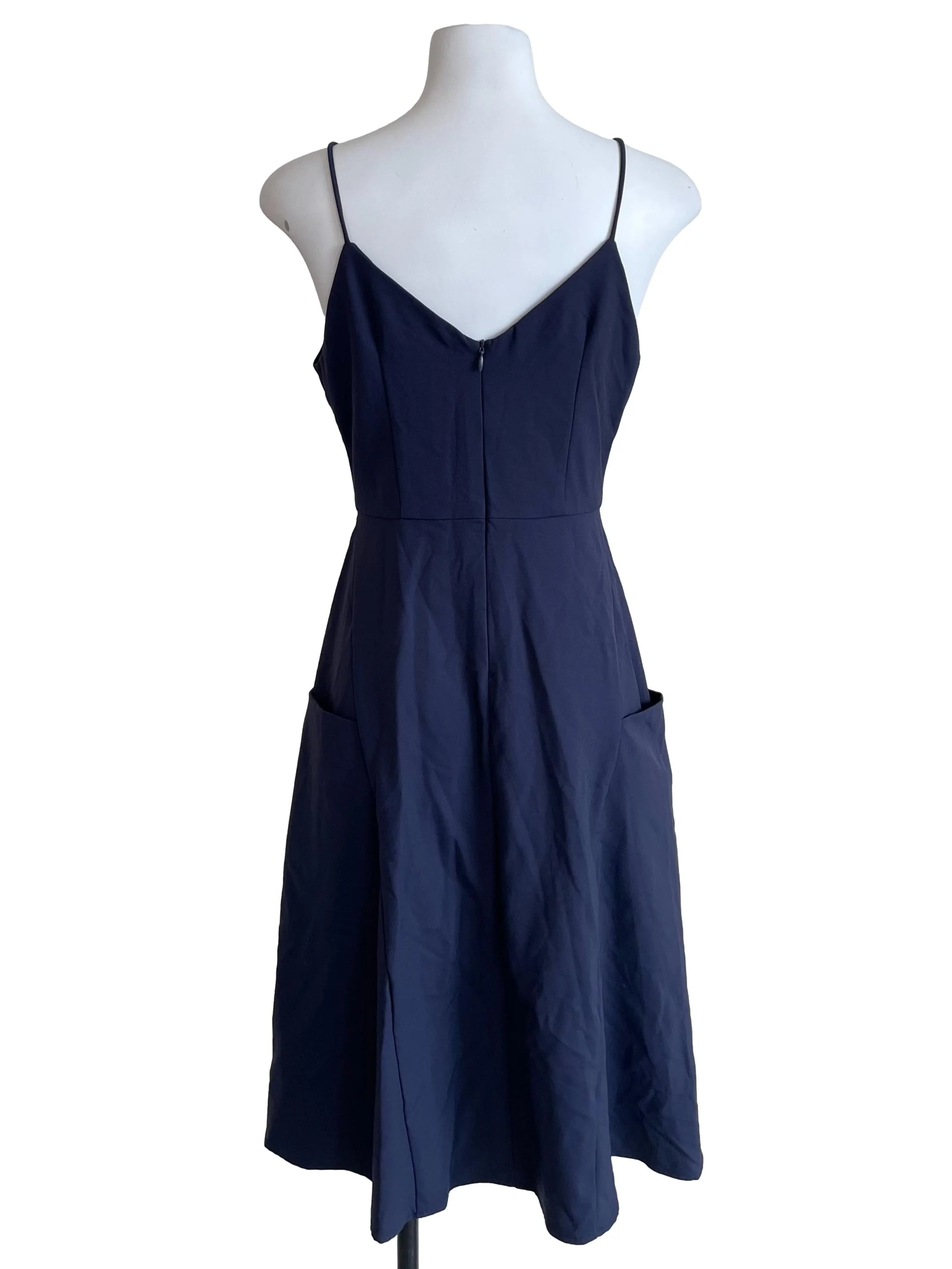 Navy V Neck A-Line Dress - Image 2