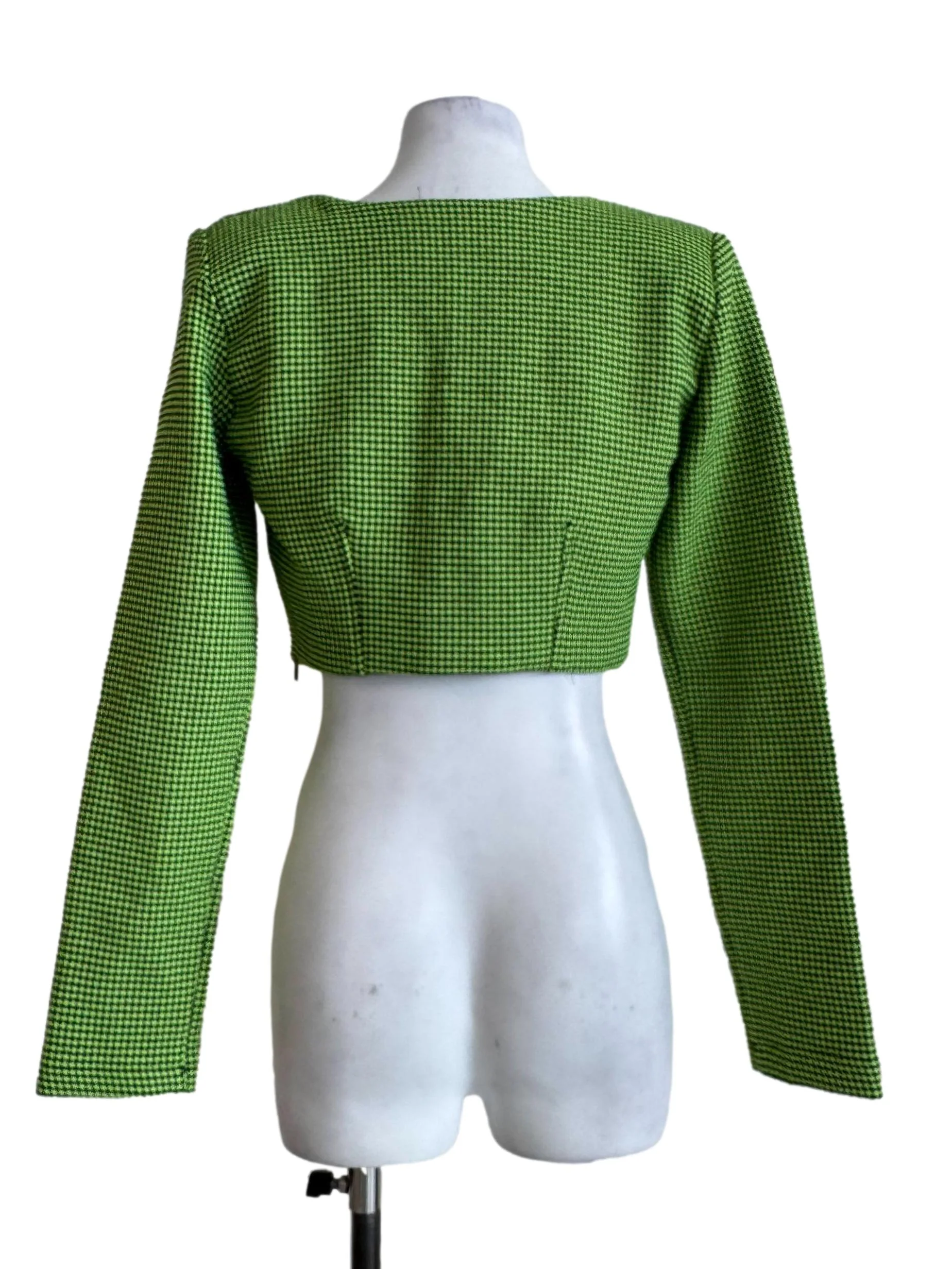 Neon Green Tweet Long Sleeve Crop Top - Image 2