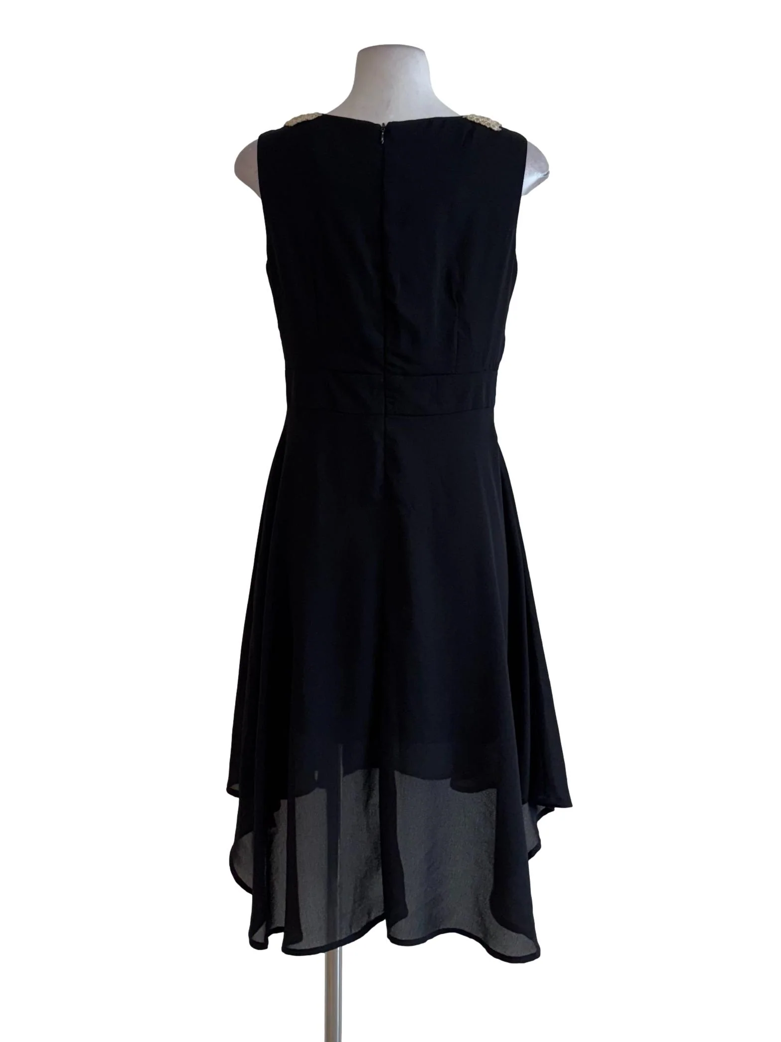 Night Black Gold Neckline Flowy Dress - Image 2