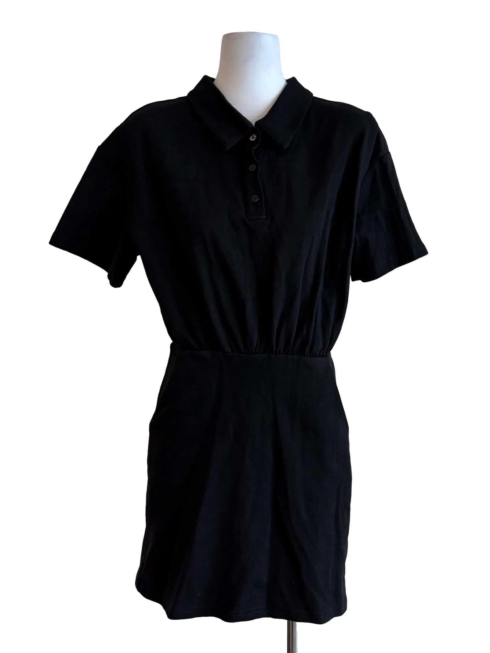 Night Black Short Sleeve Shirt Dress