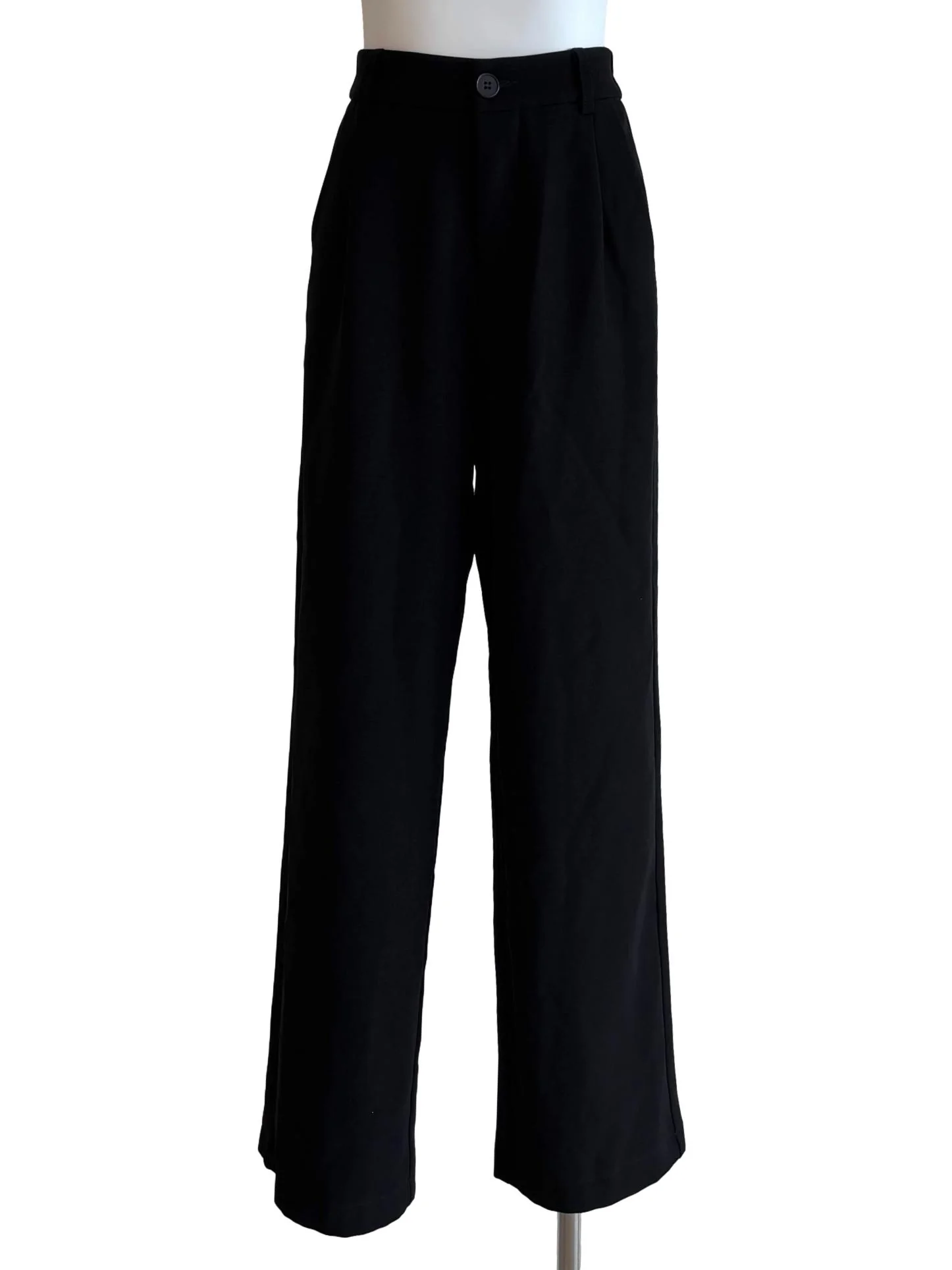 Night Black Straight Cut Pleated Pants
