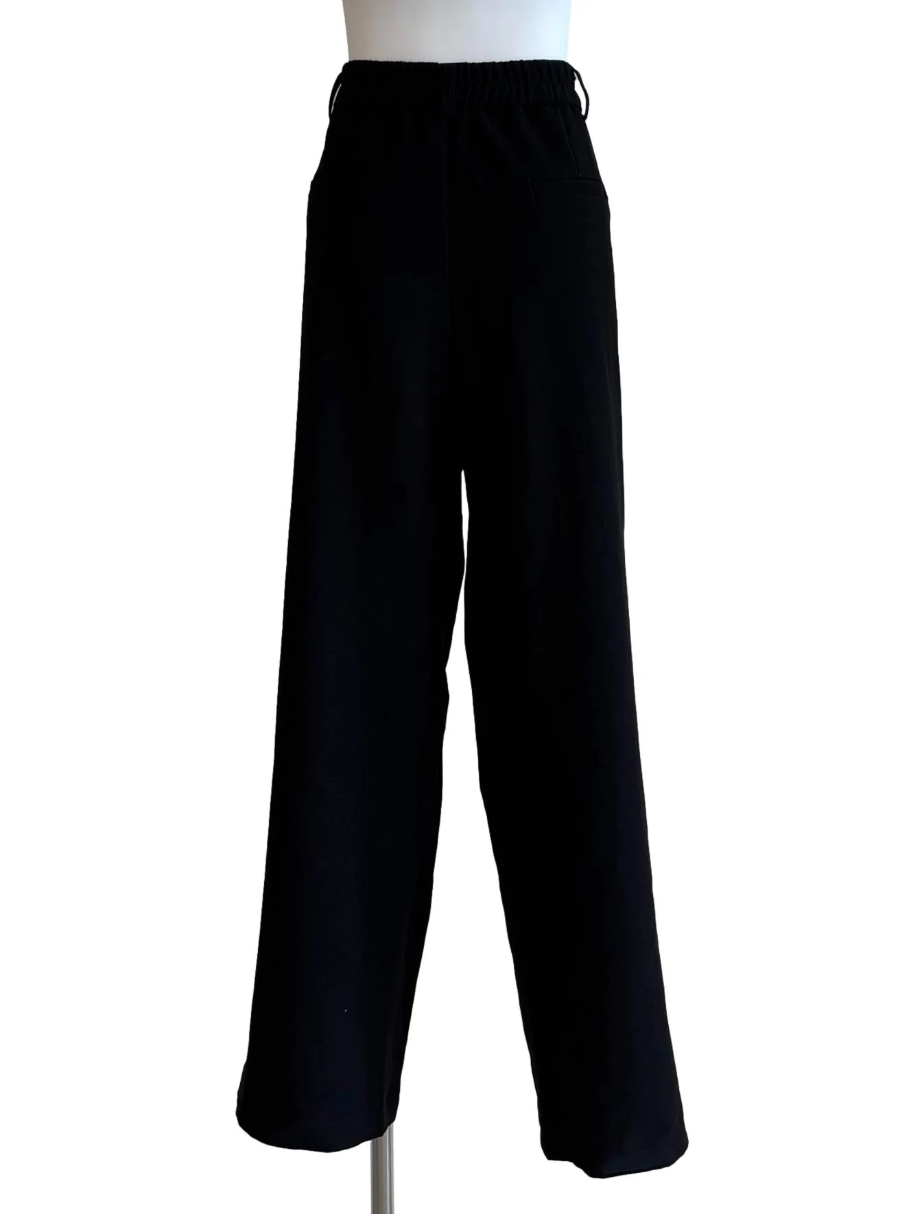 Night Black Straight Cut Pleated Pants - Image 2