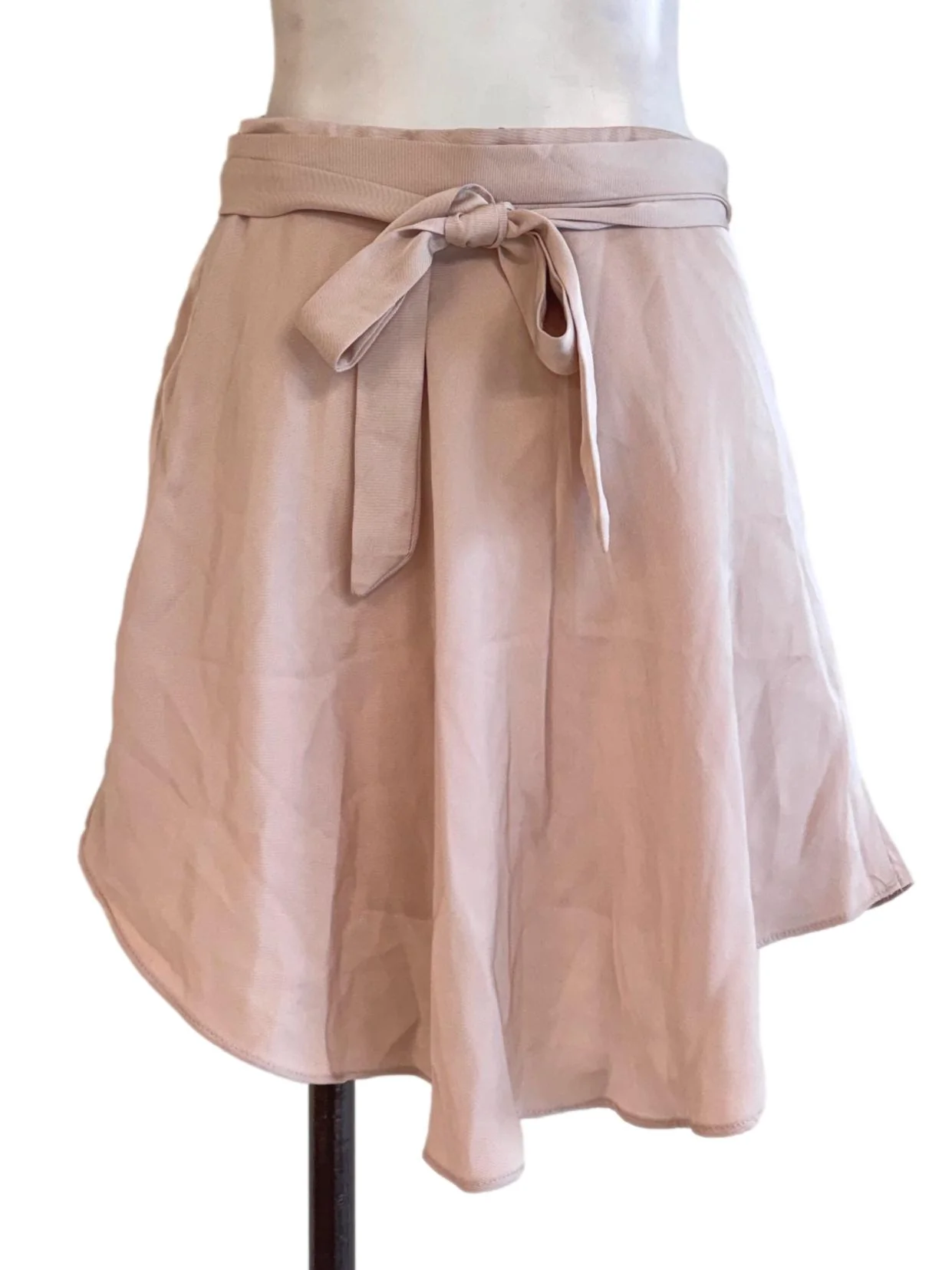 Nude Asymmetric Wrap Mini Skort - Image 2
