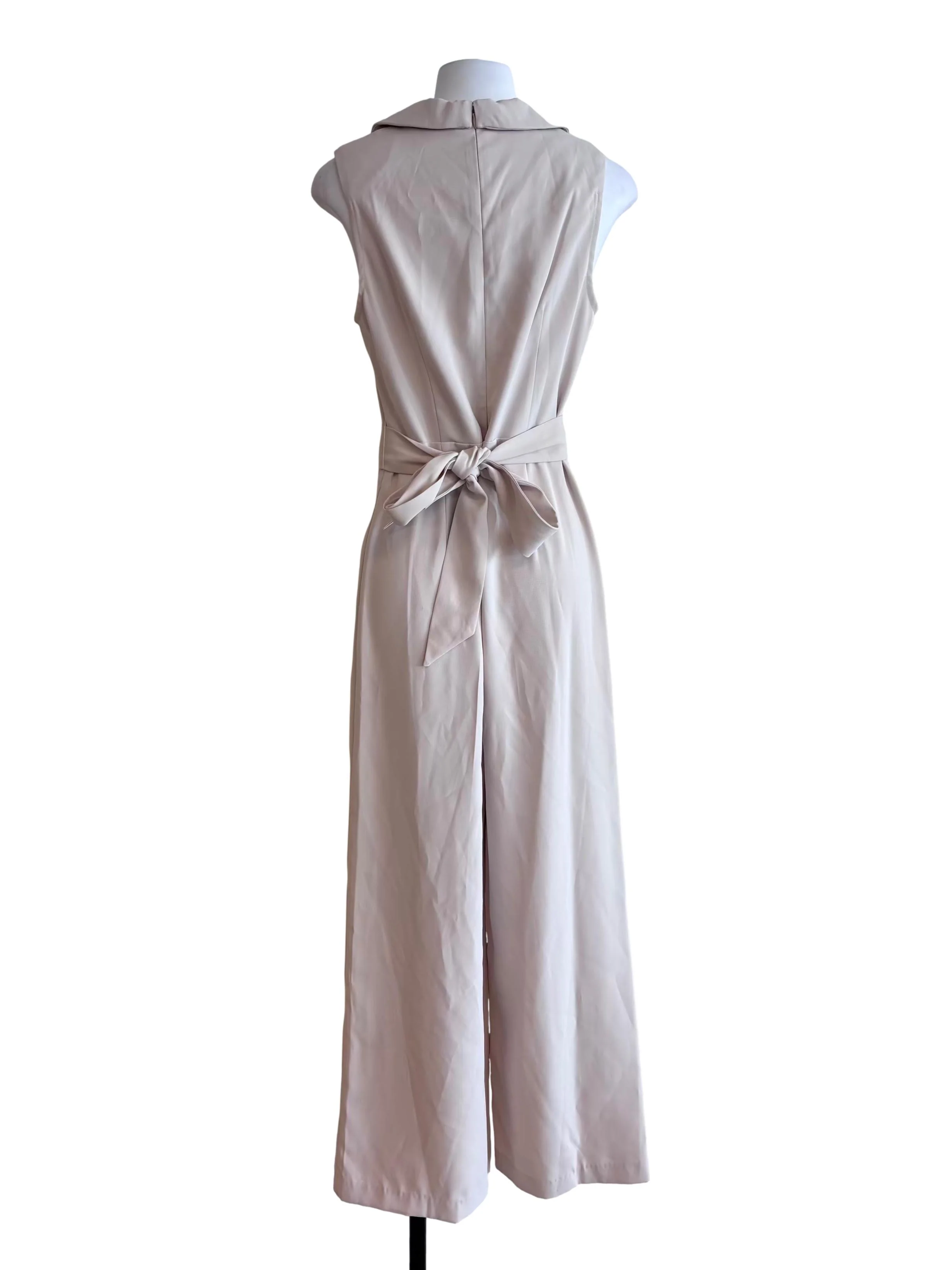 Nude Beige Collared Sleeveless Jumpsuit - Image 2