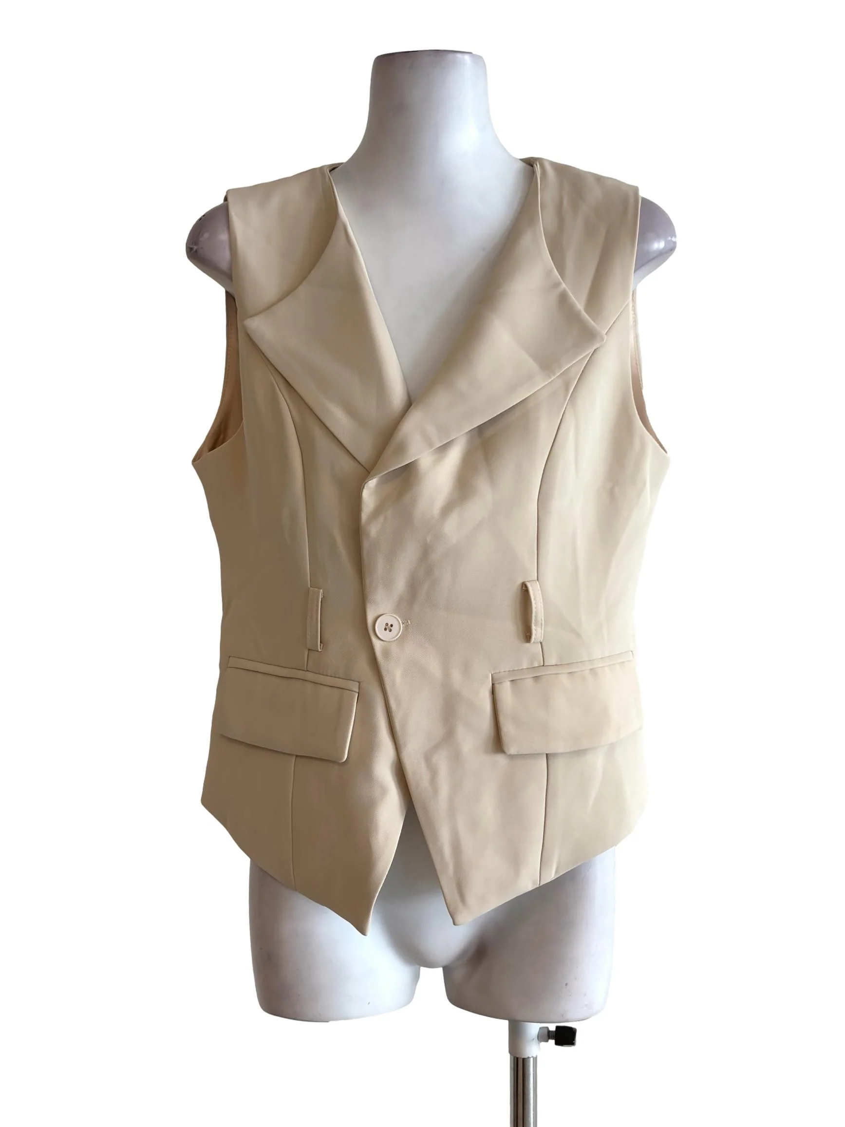 Nude Beige Single Breasted Vest