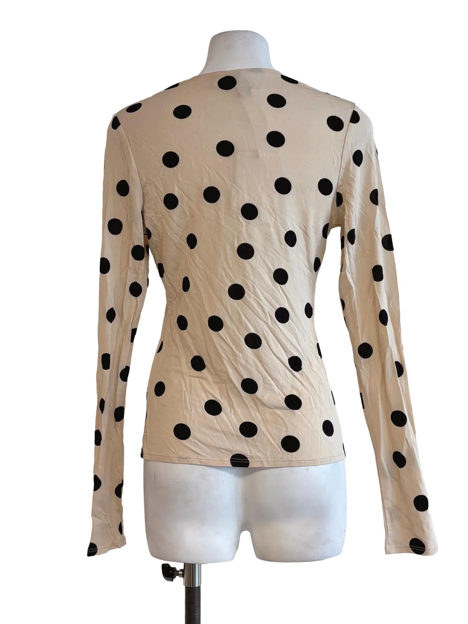 Nude Black Polka Dot Bodycon Top - Image 2