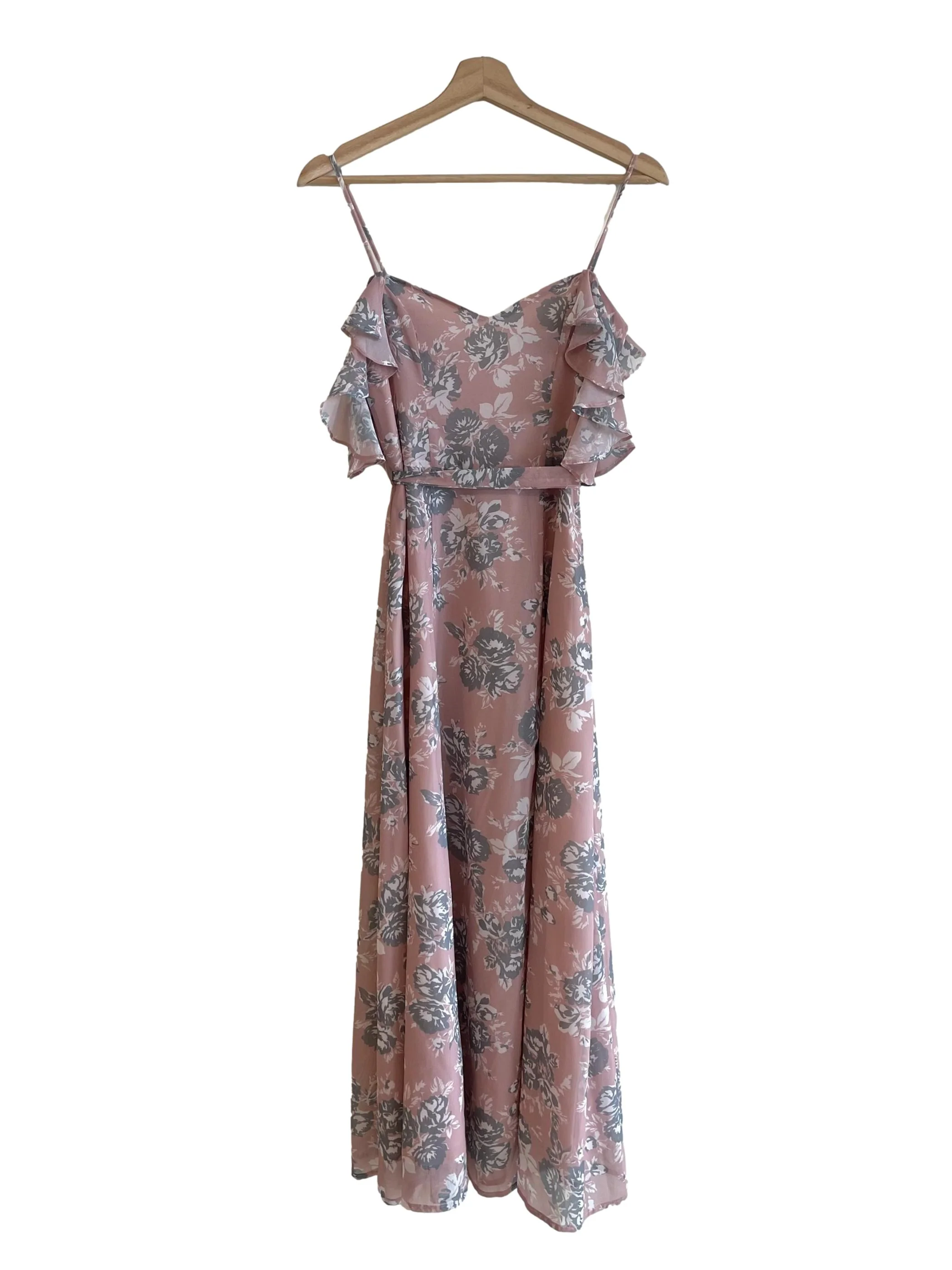 Nude Floral Chiffon Dress - Image 2