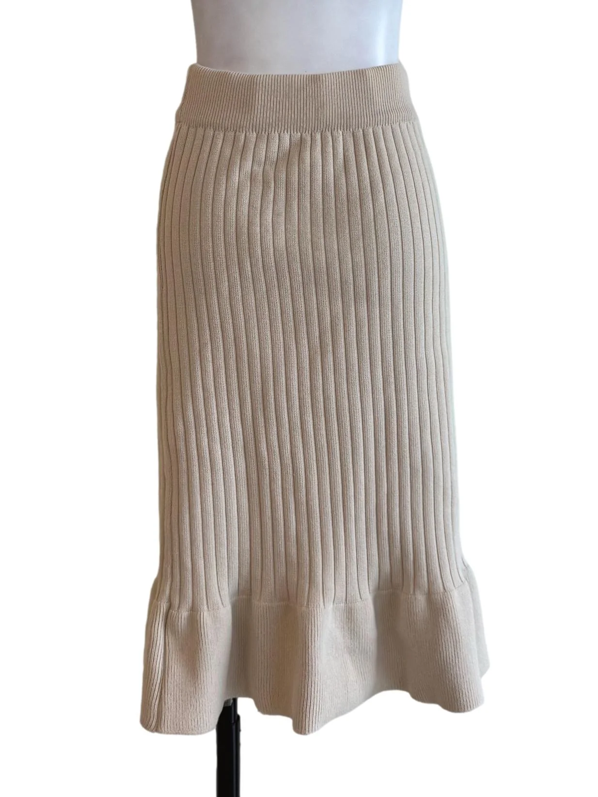 Nude Knitted A-Line Skirt - Image 2
