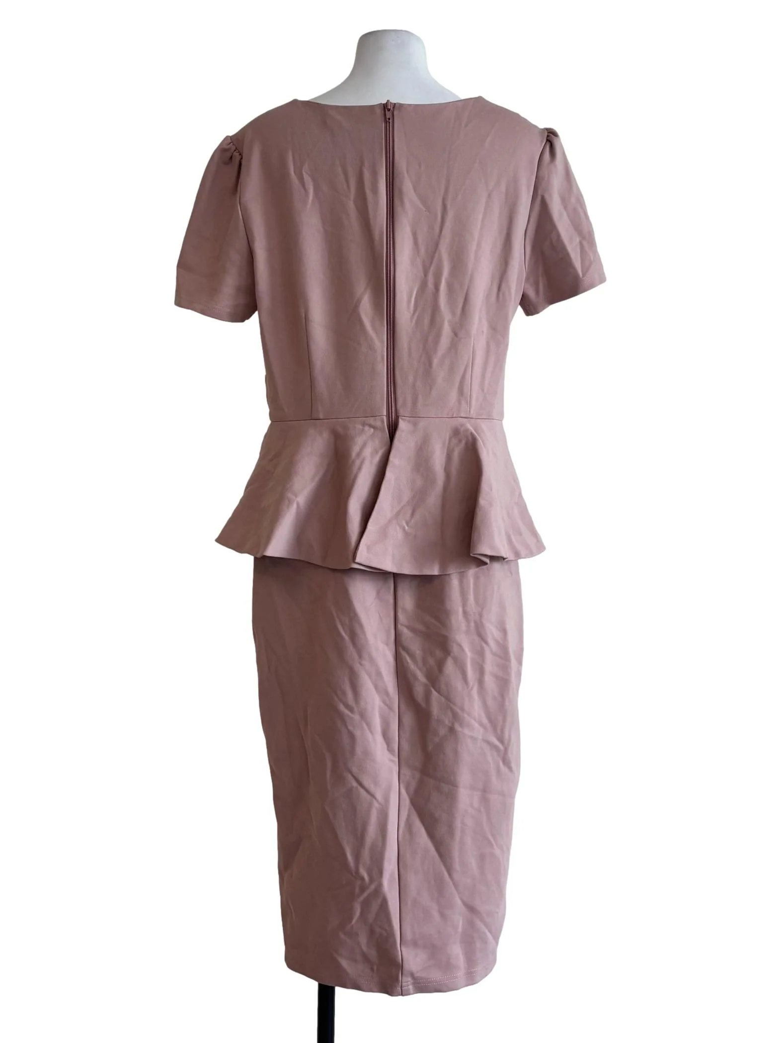 Nude Pink Shortsleeve Peplum Dress - Image 2