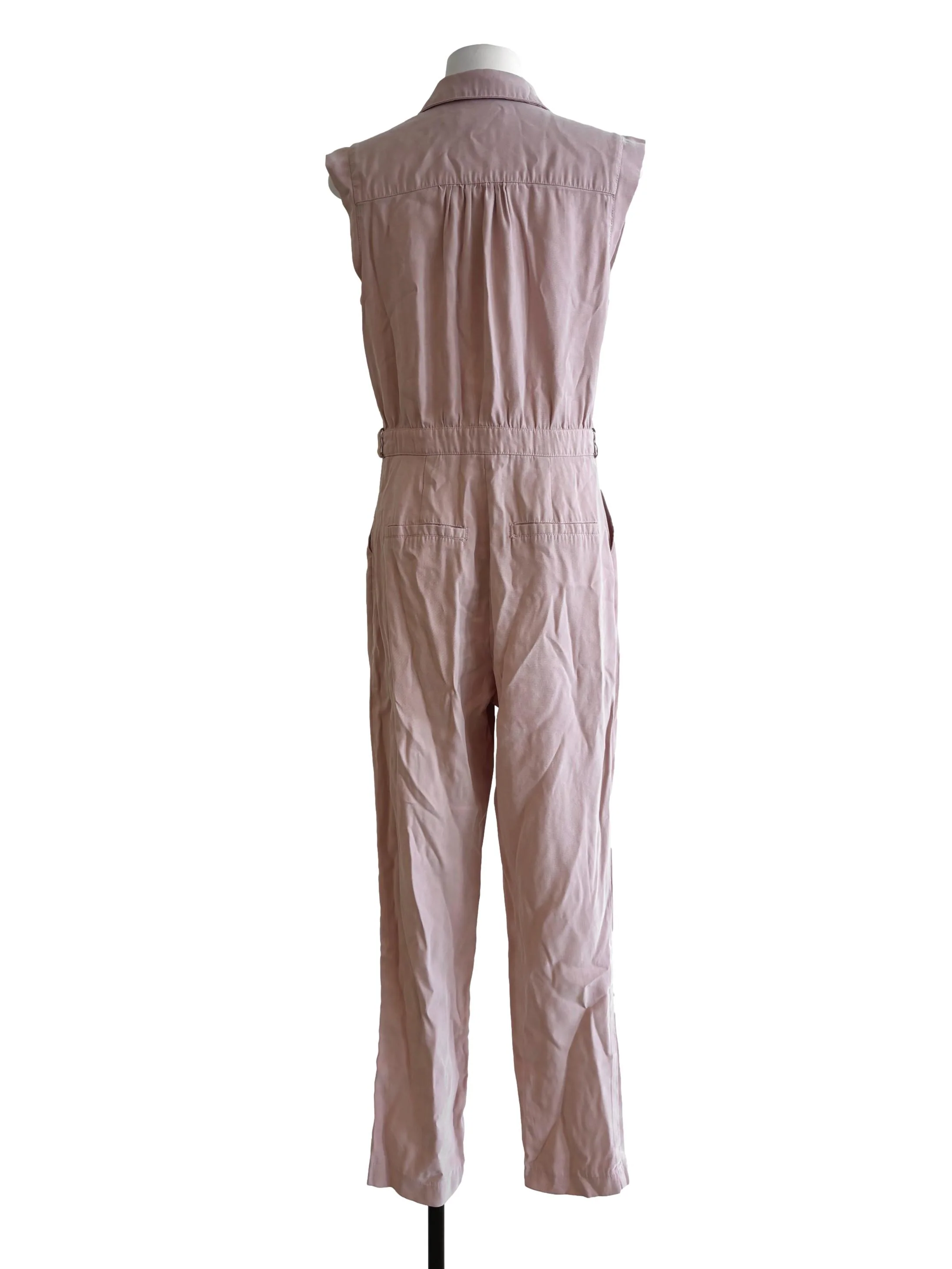 Nude Pink Sleeveless Button Up Jumpsuit - Image 2