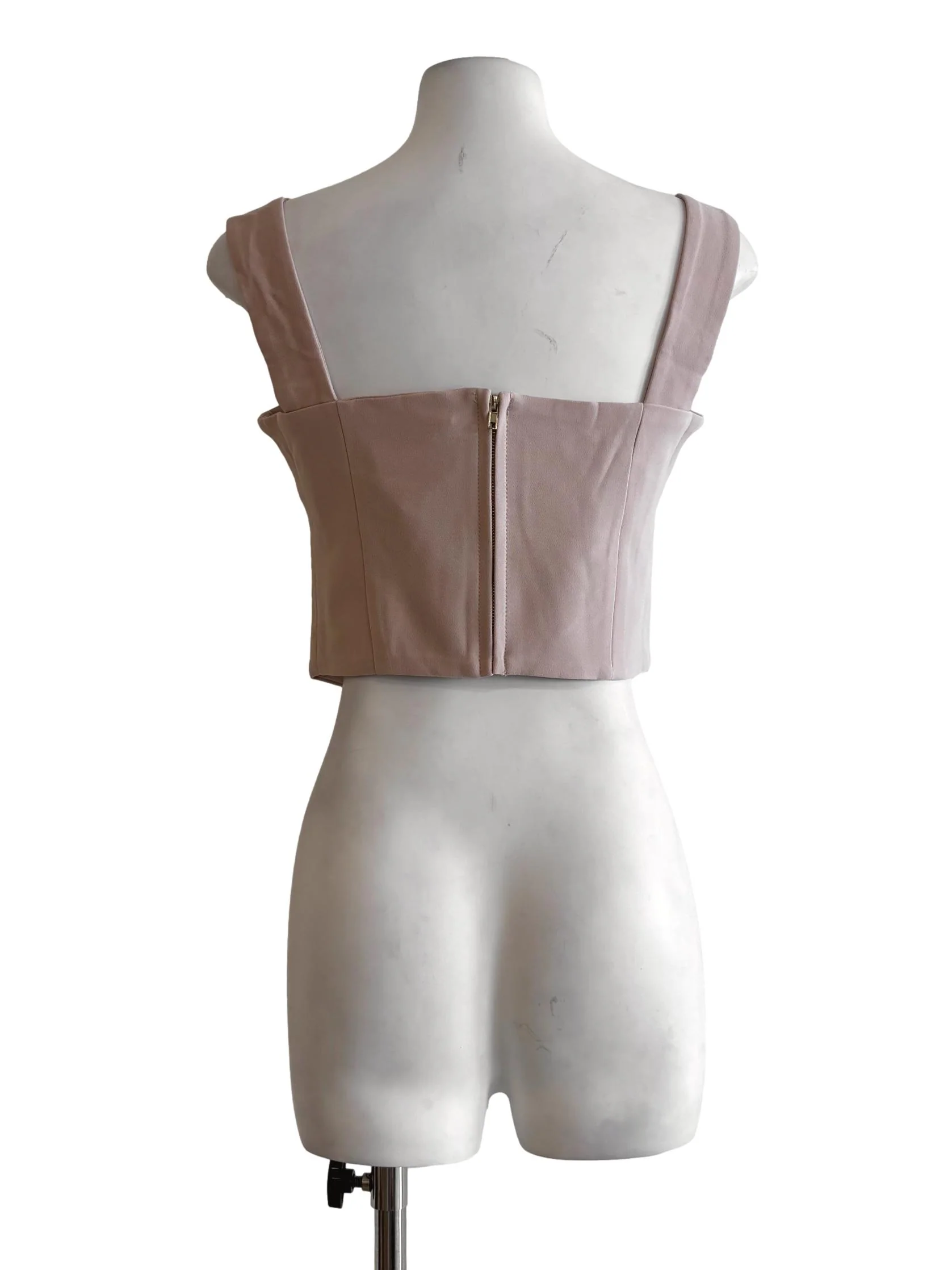 Nude Pink Square Neck Sleeveless Top - Image 2