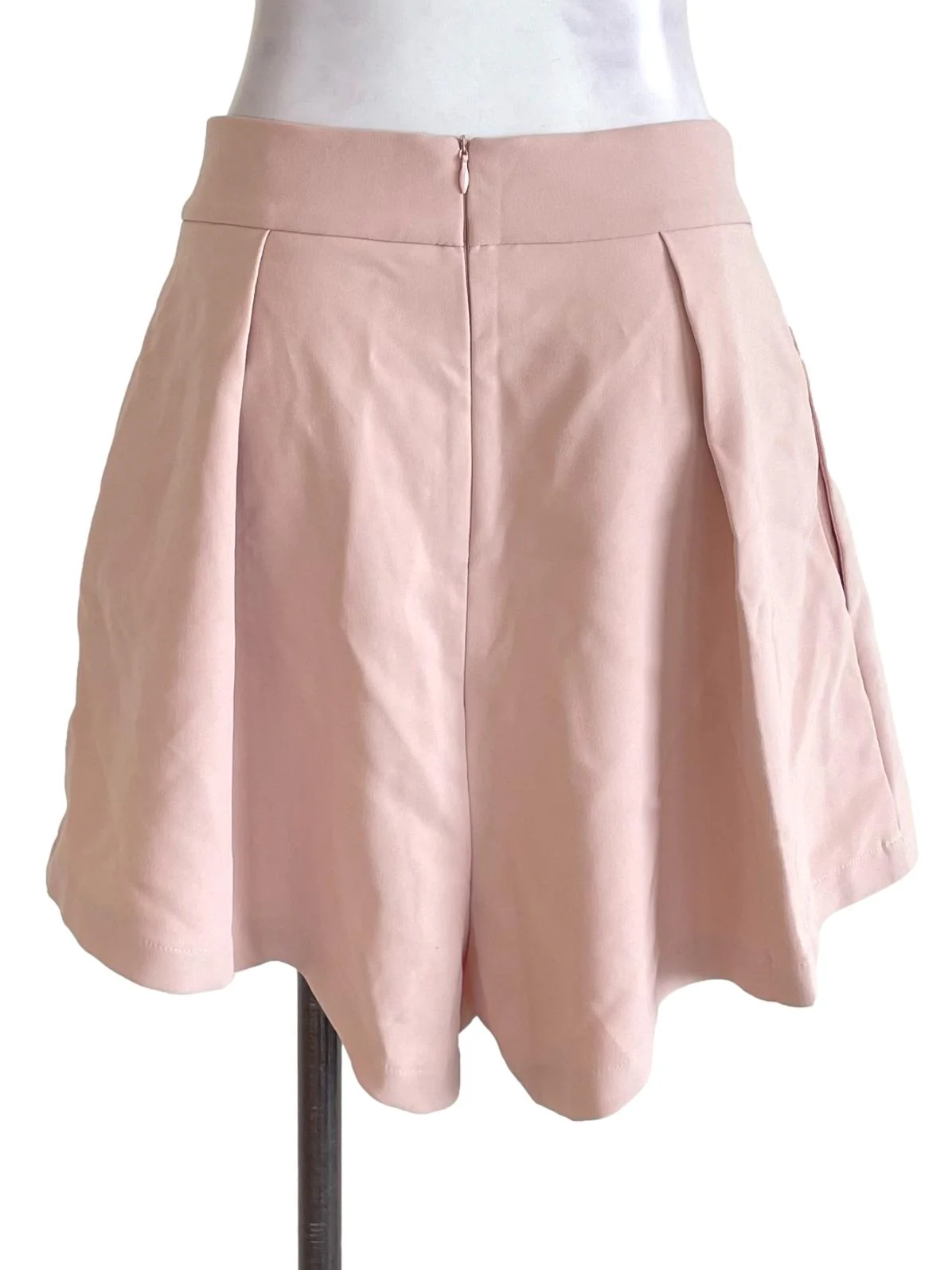 Nude Pleated A-Line Shorts - Image 2