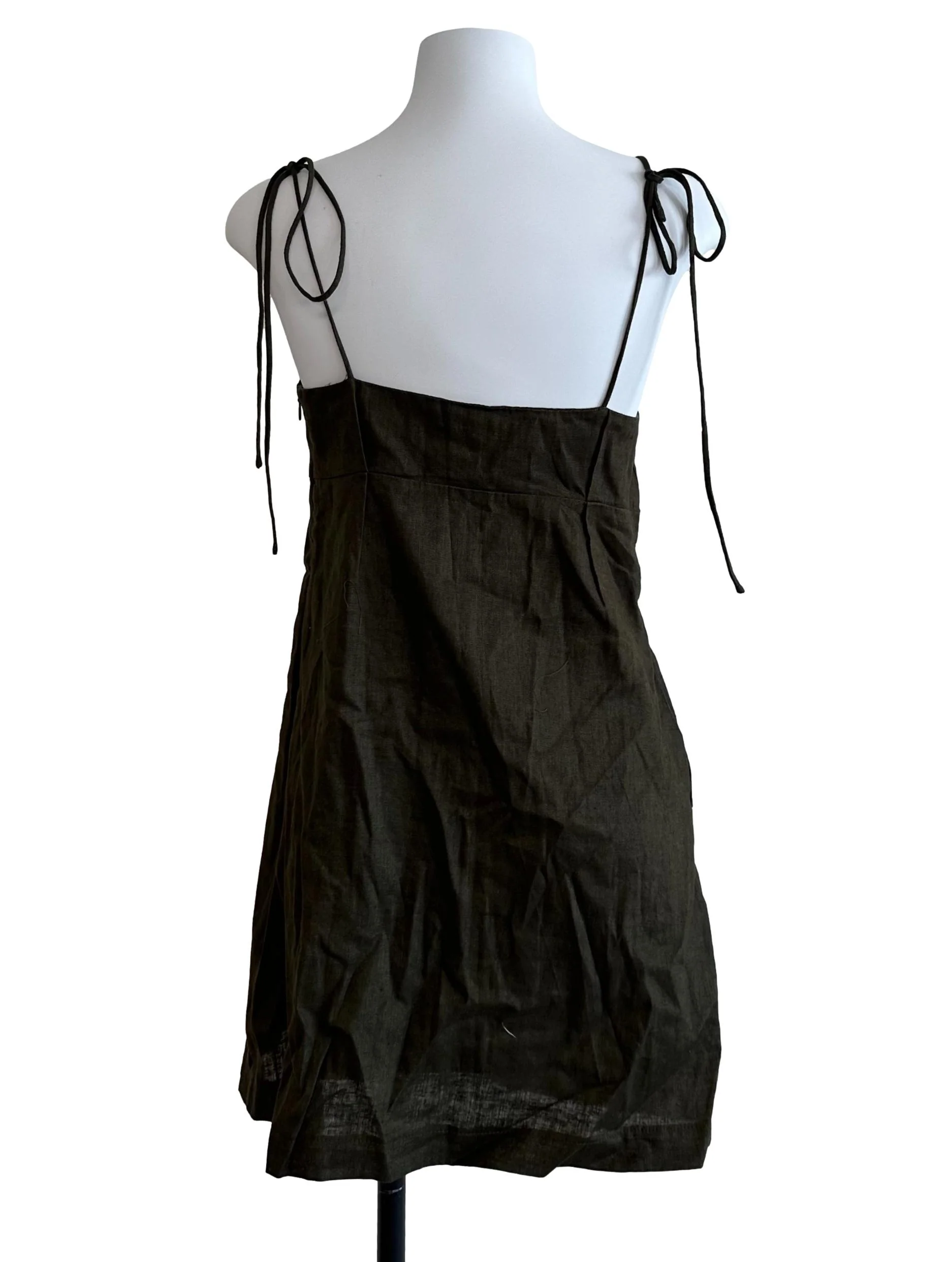Oak Brown Square Neck Spaghetti Strap Dress - Image 2