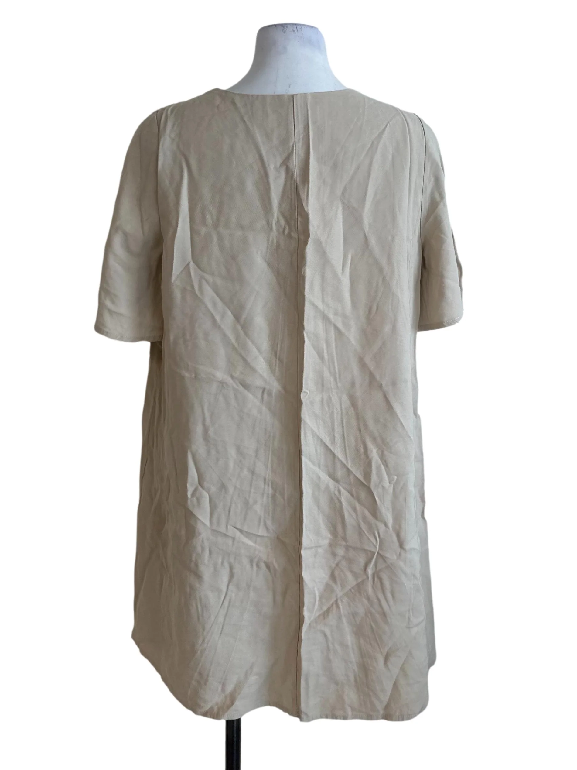 Oat Beige V Neck Dress - Image 2