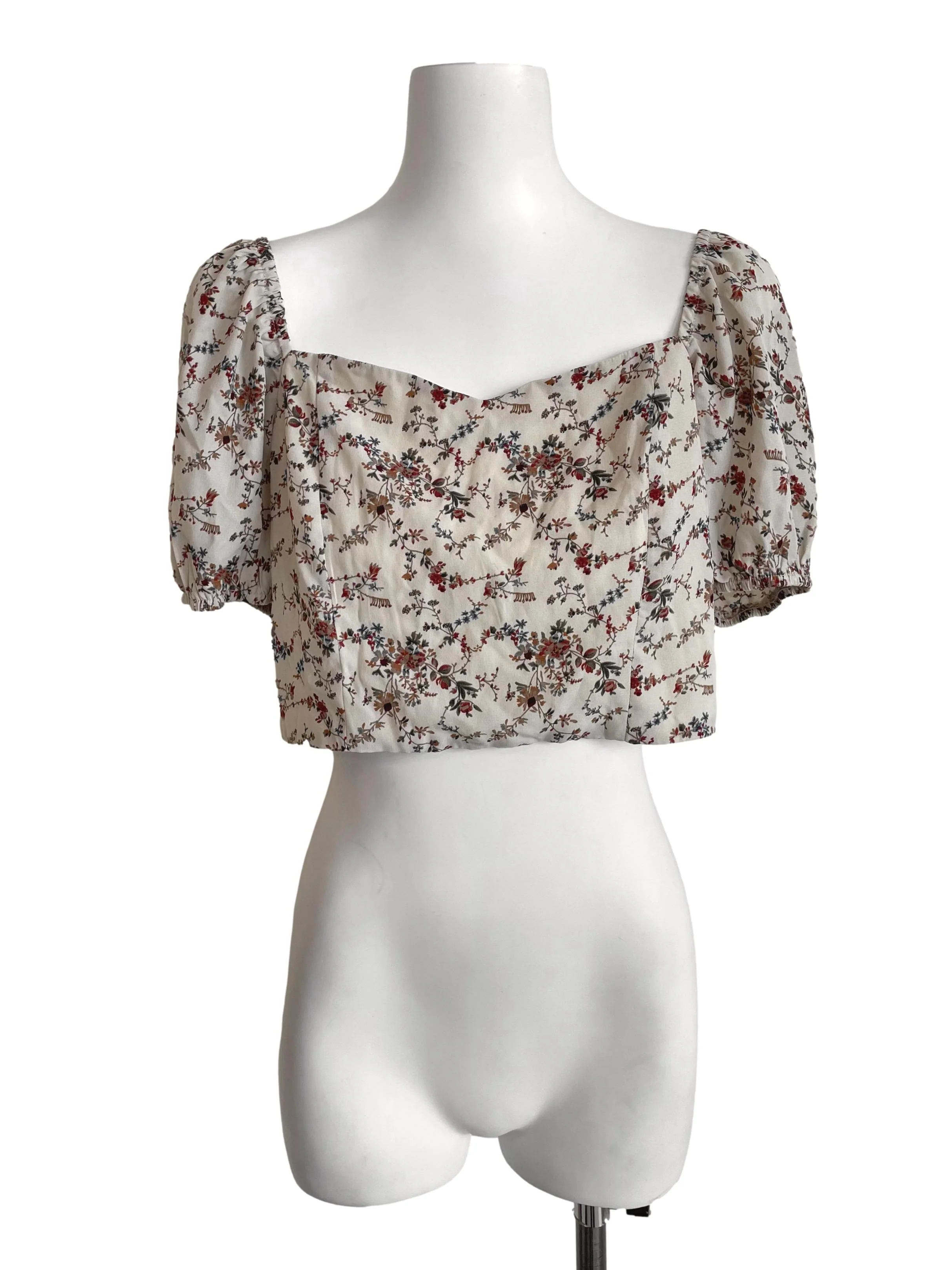 Oat Floral Sweetheart Crop Top