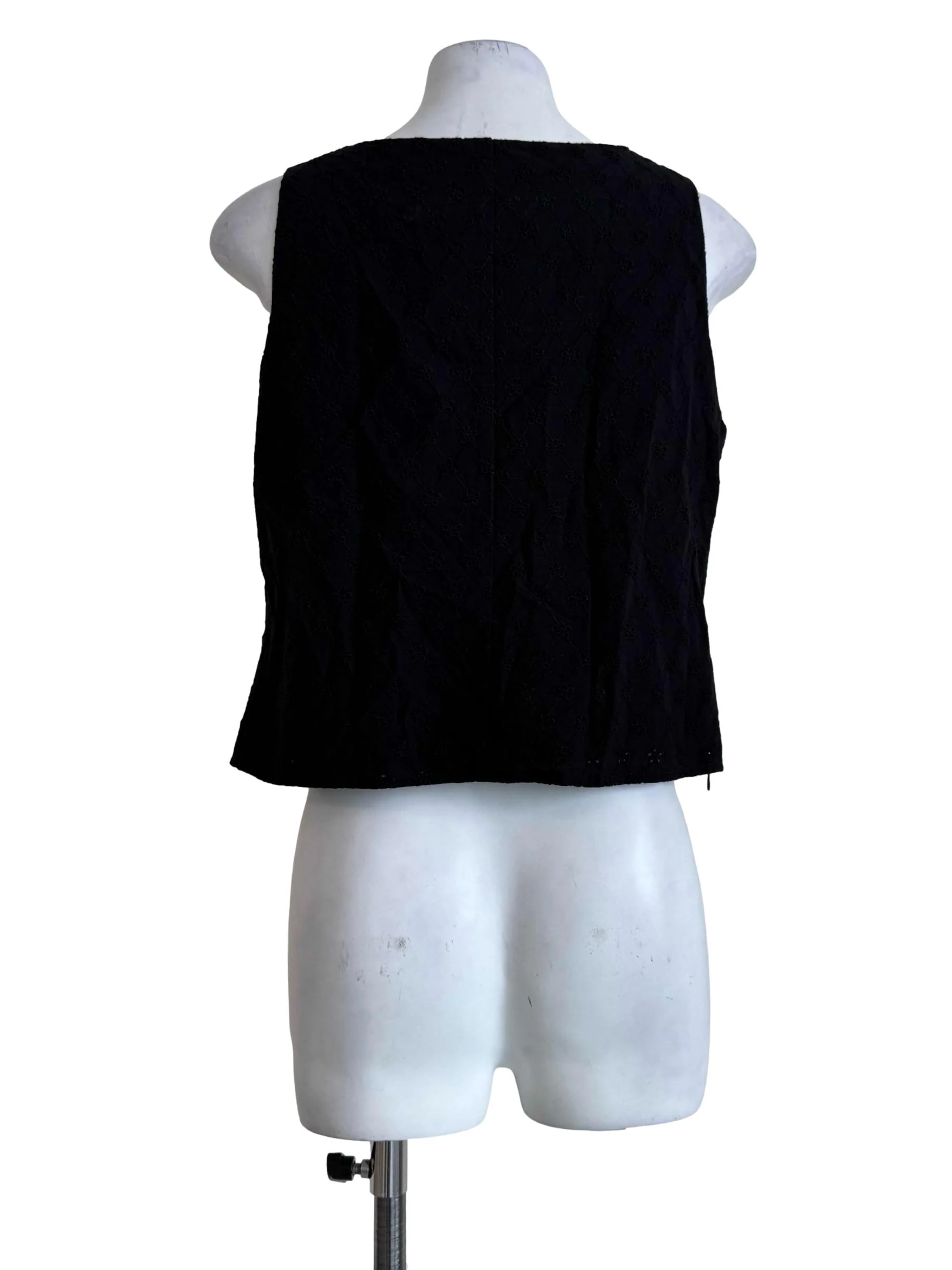 Obsidian Black Eyelet V Neck Top - Image 2