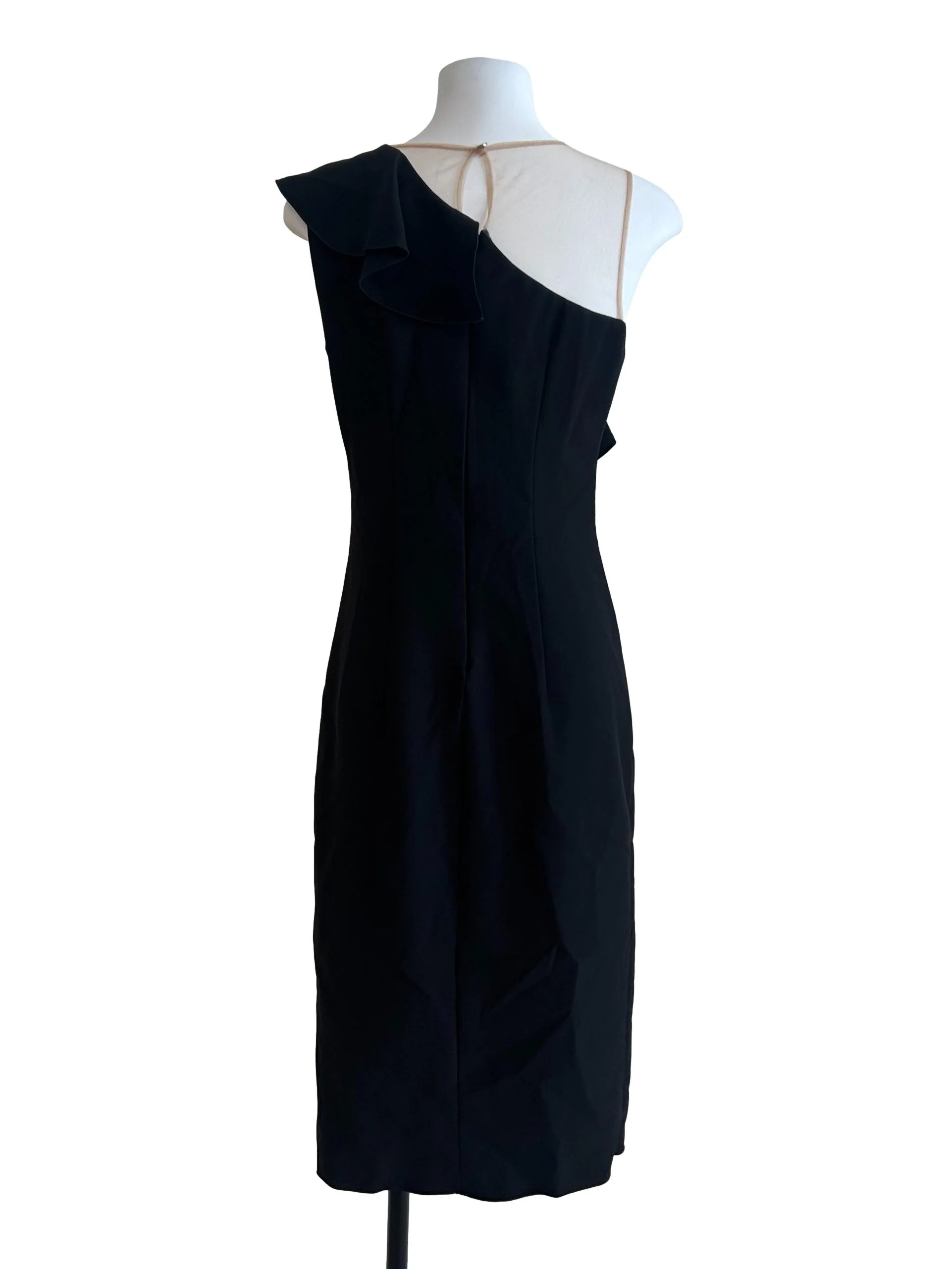 Off Black Mesh Ruffled Dress - Image 2