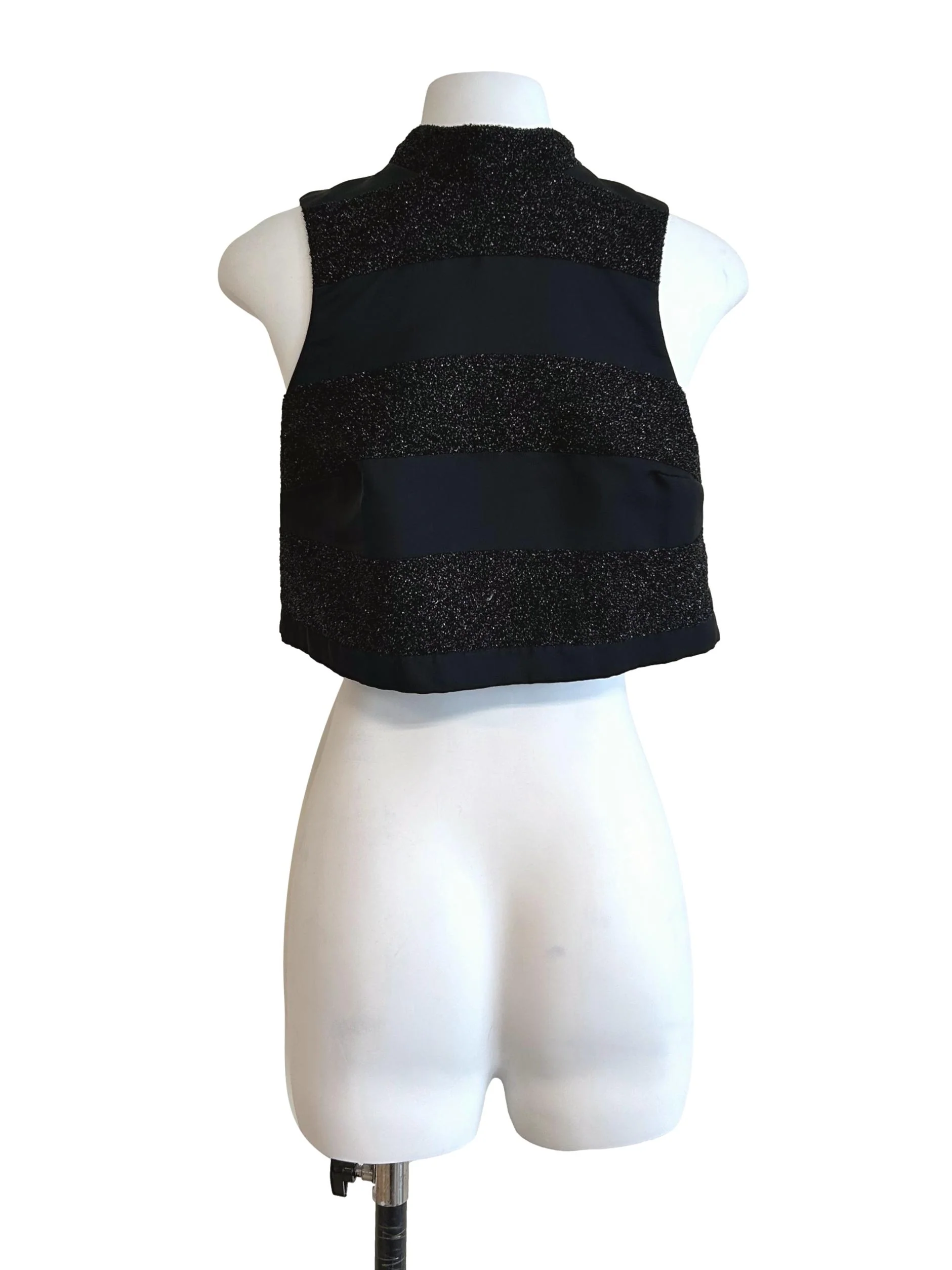 Off Black Shiny Striped Top - Image 2
