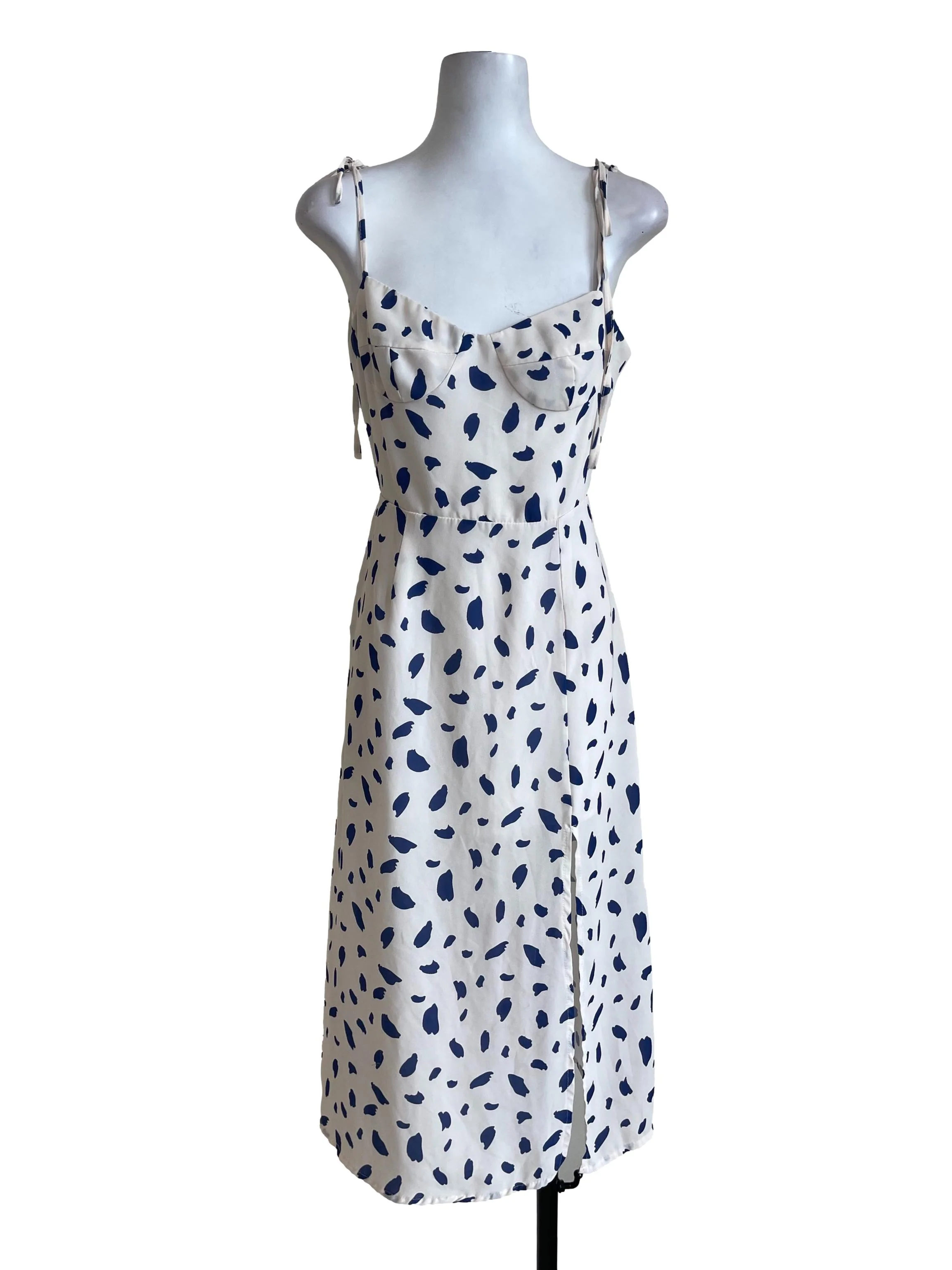 Off White Blue Leopard Pattern Dress