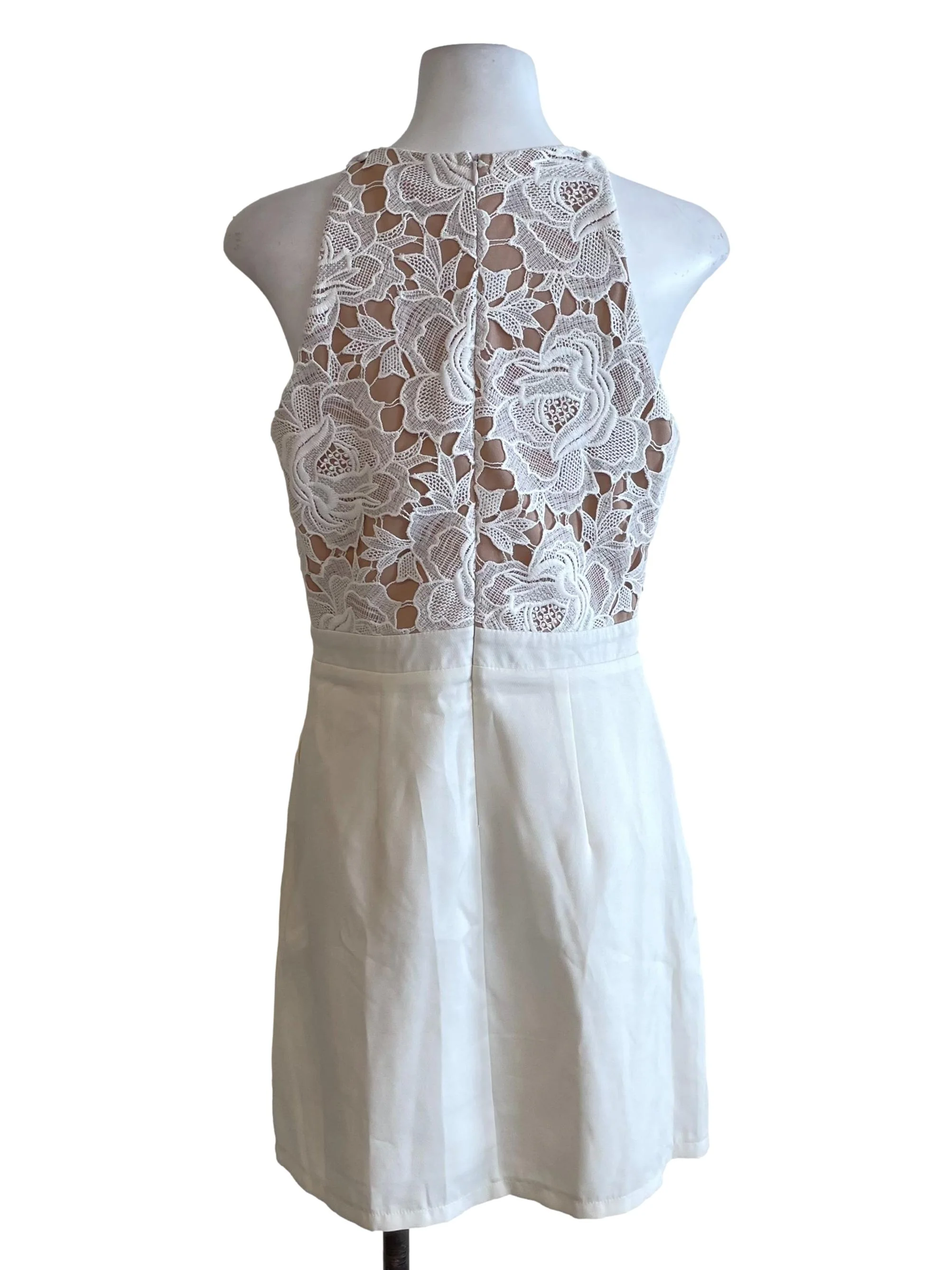 Off White Embroidery Sleeveless Dress - Image 2