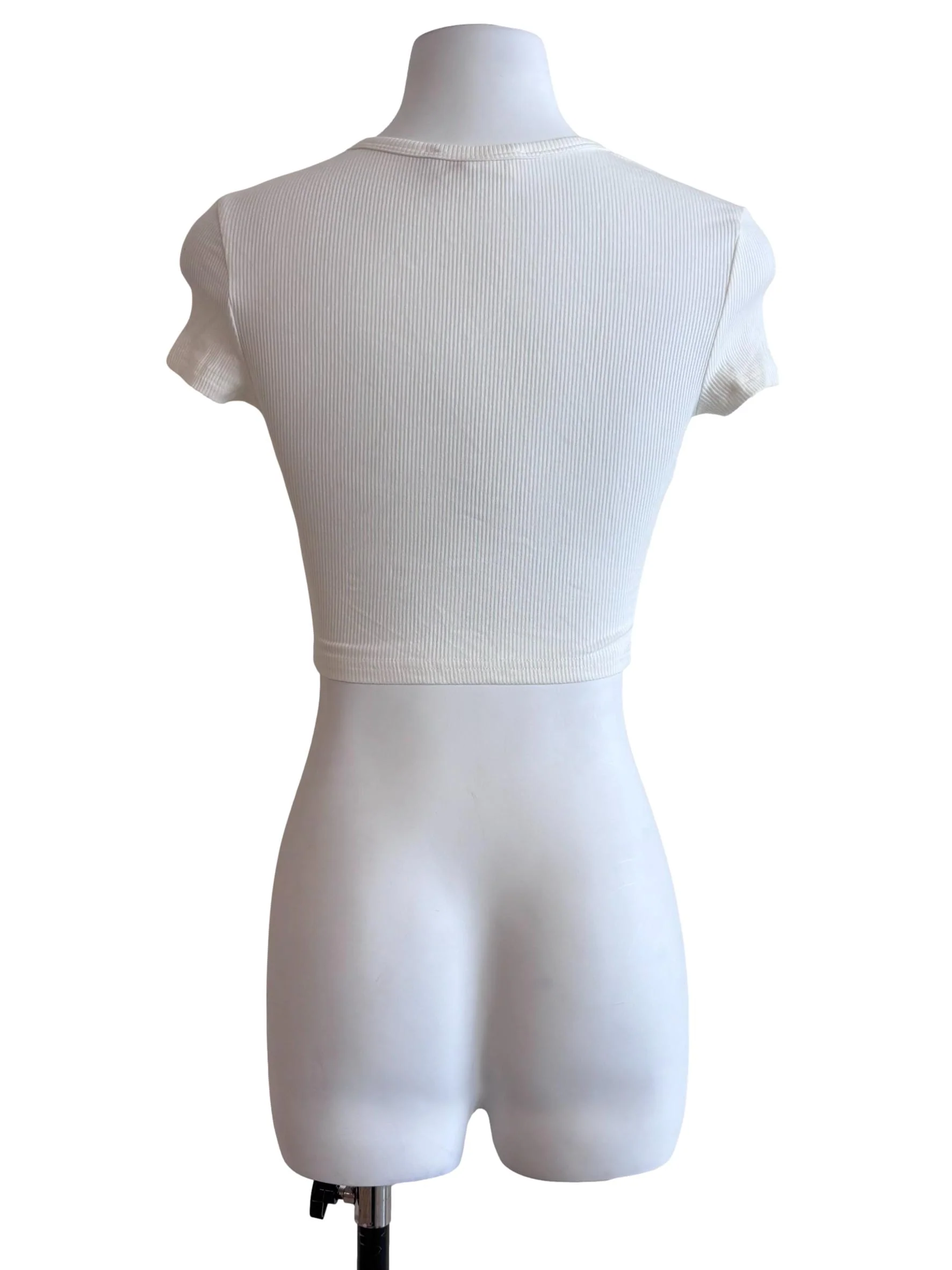 Off White Fitted Baby Tee - Image 2