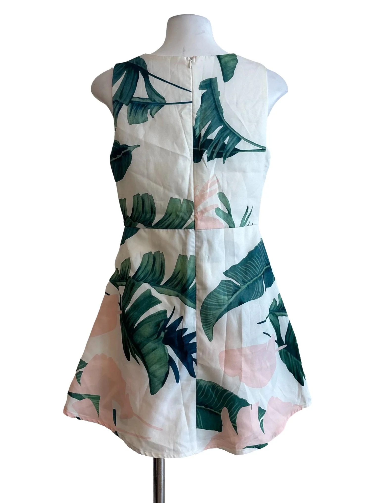 Off White Floral Peplum Pleated Dress - Image 2
