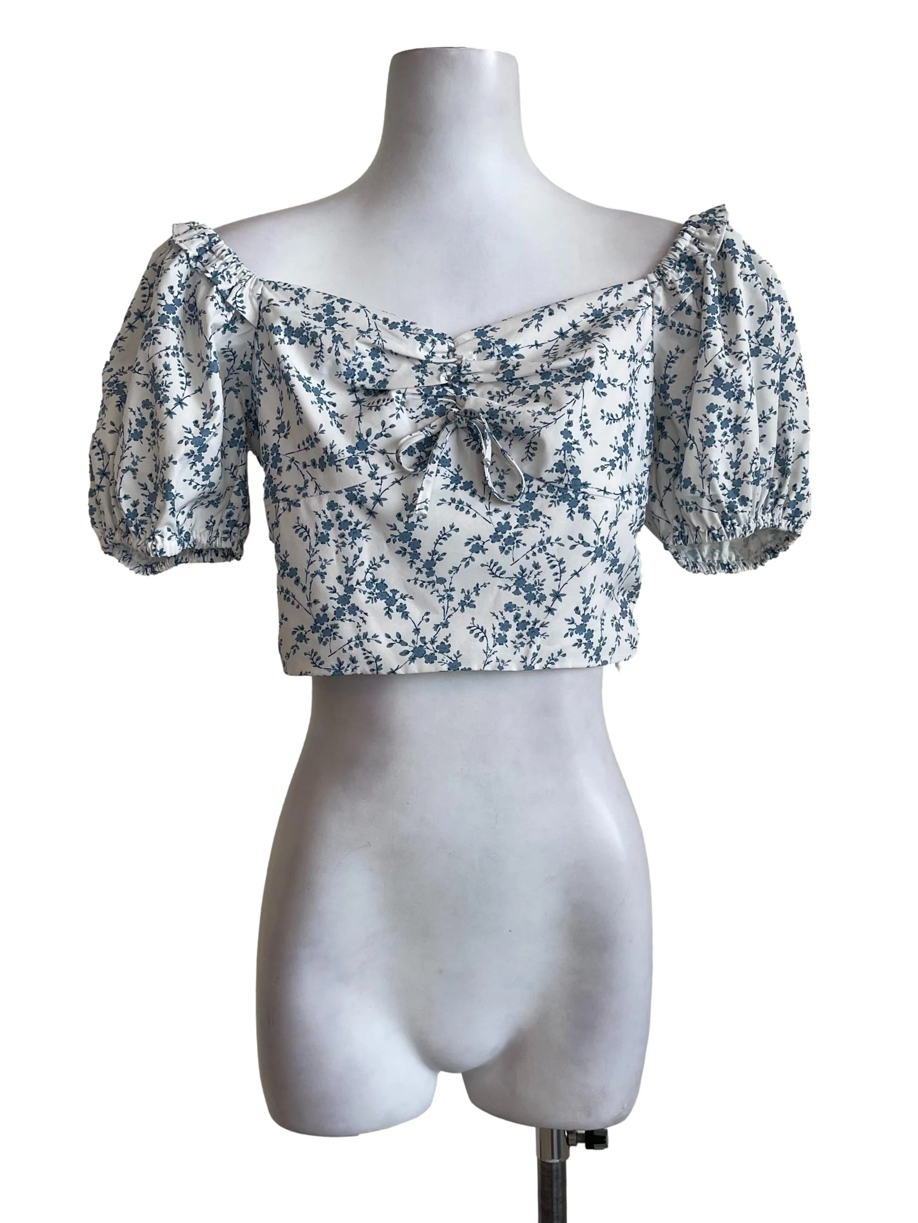 Off White Floral Puff Top