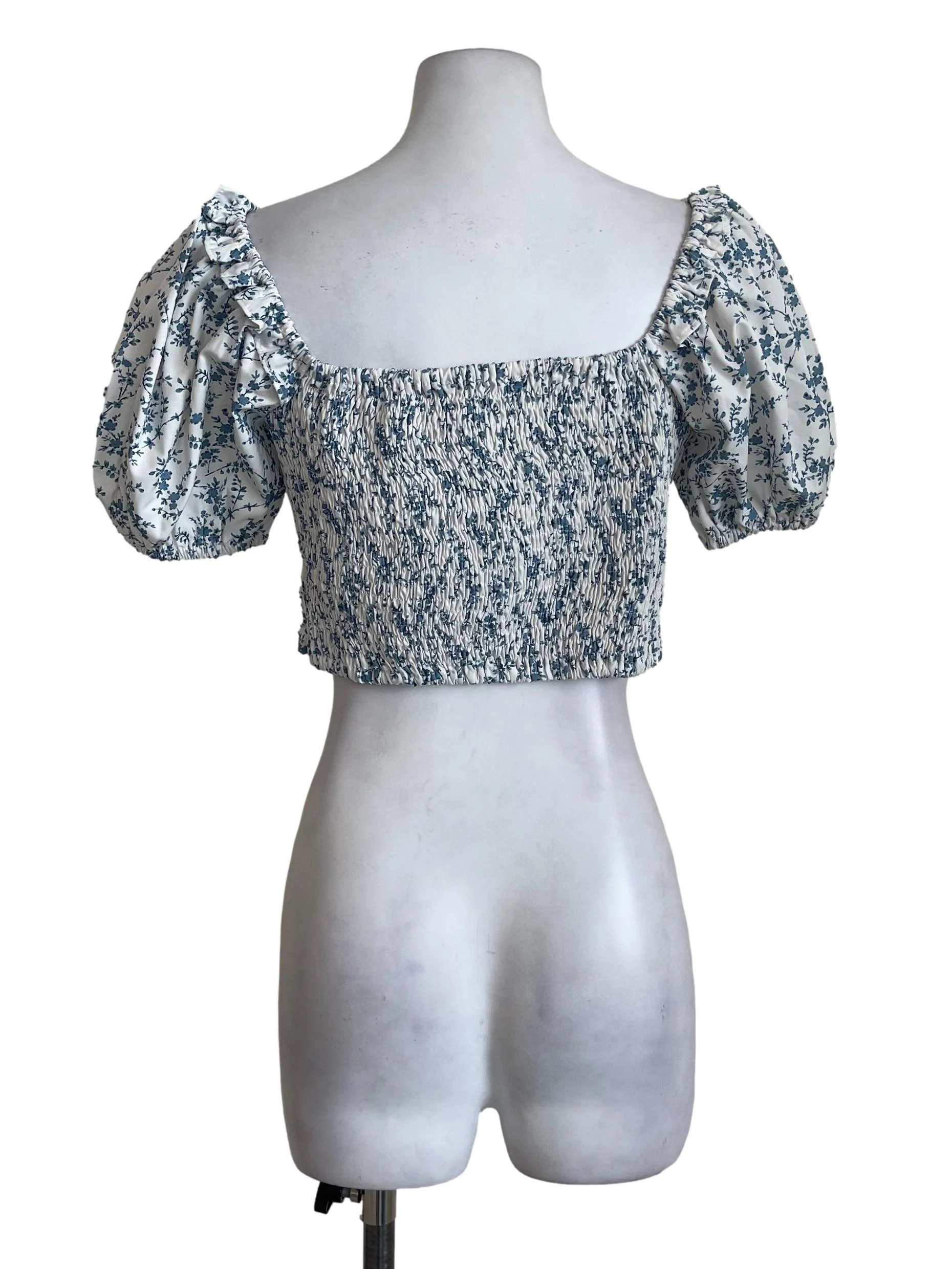 Off White Floral Puff Top - Image 2