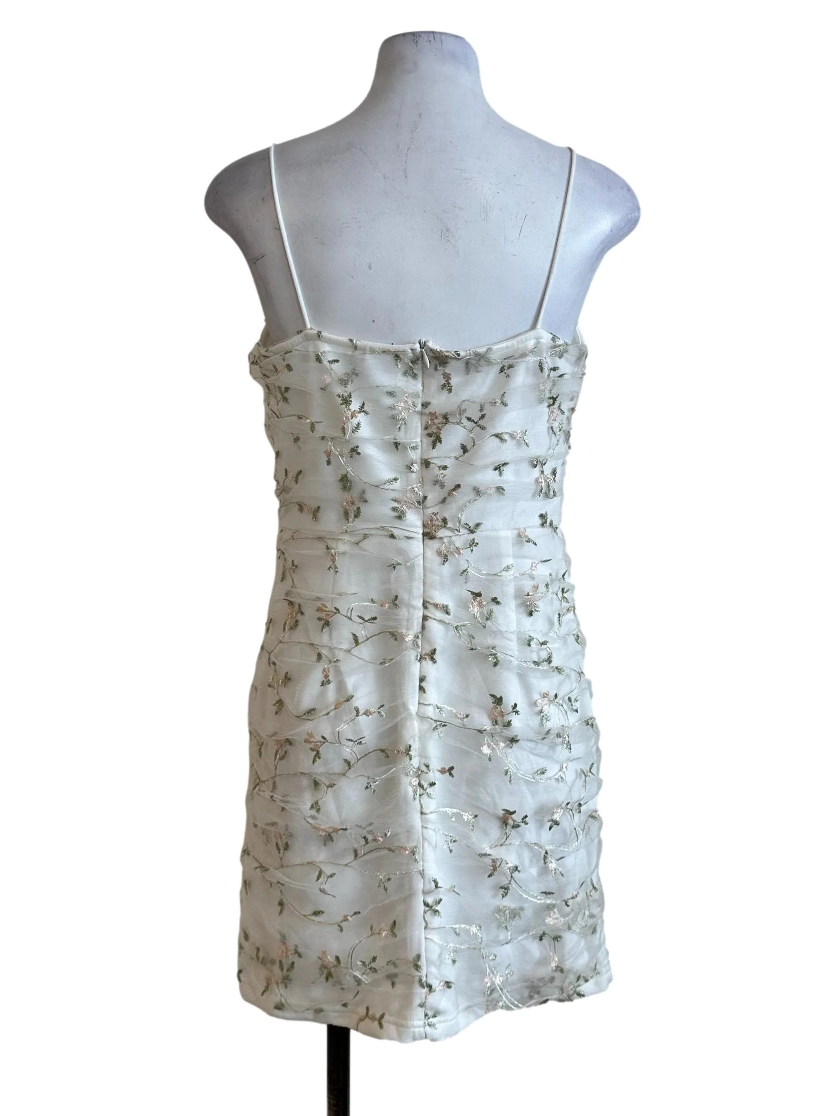 Off White Flower Lace Mini Dress - Image 2