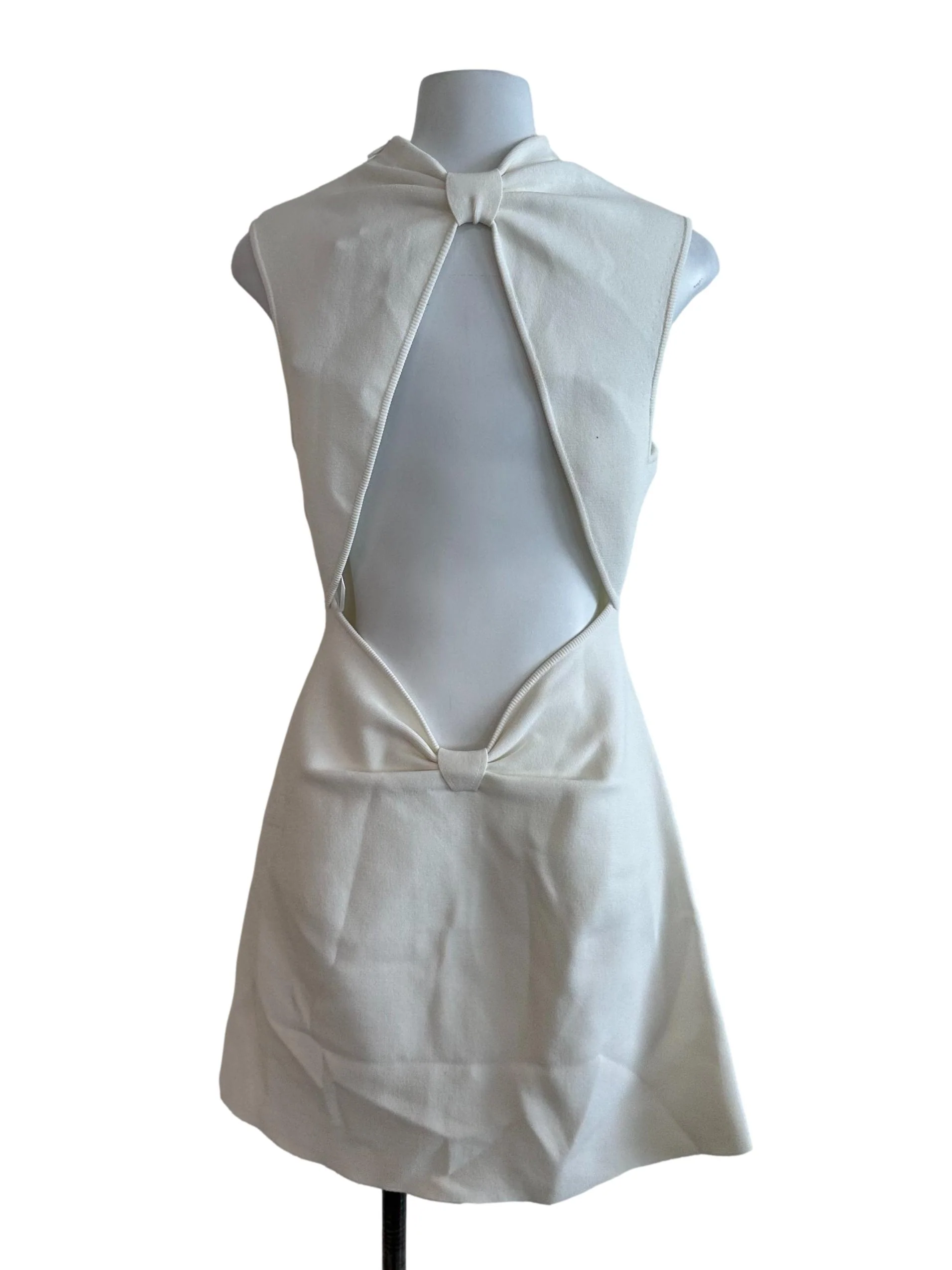 Off White High Neck Backless Dress - Image 2