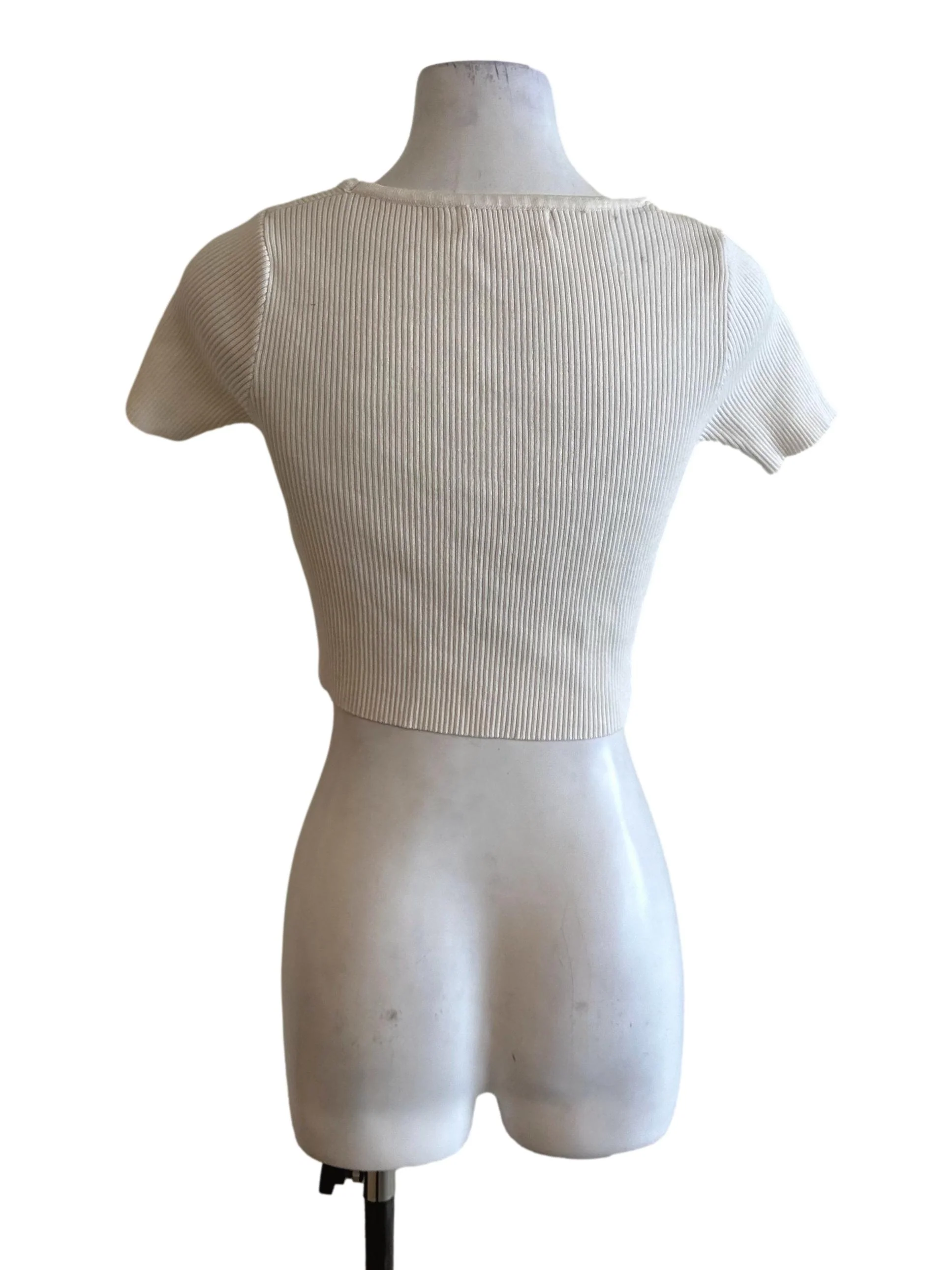 Off White Knit Square Neck Top - Image 2