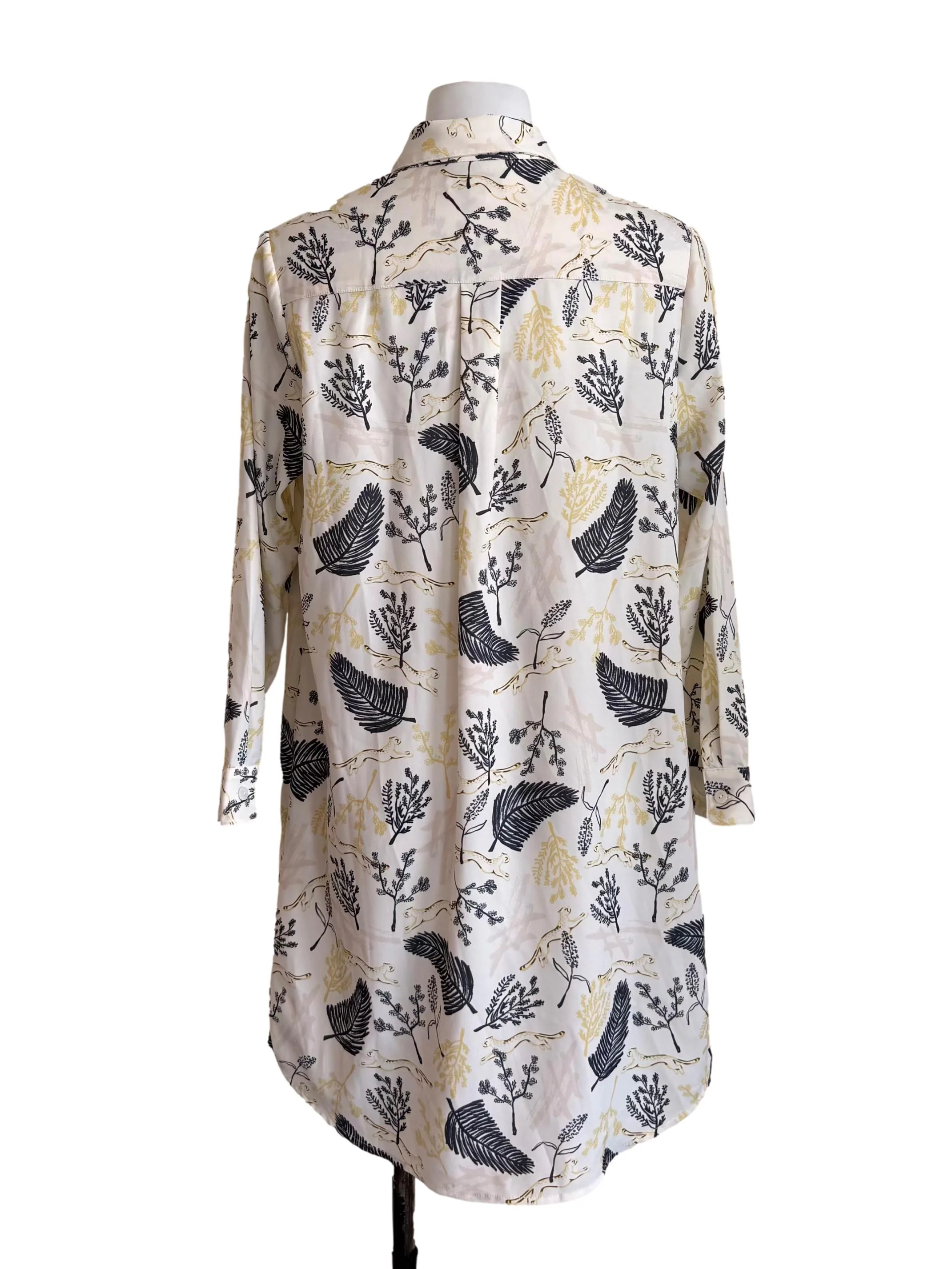 Off White Plant Print Tunic Shirt Dress - Image 2
