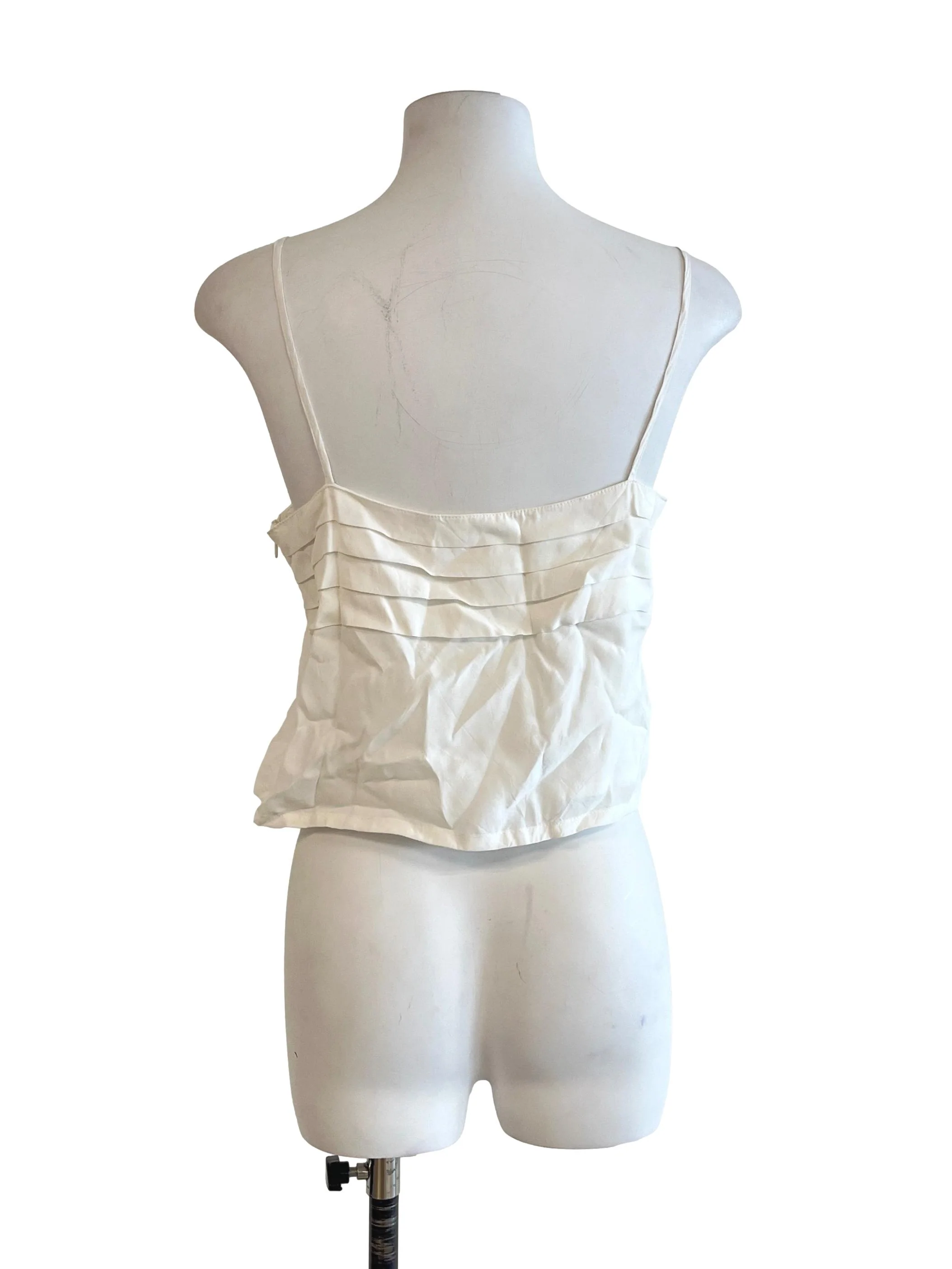 Off White Pleated Sleeveless Top - Image 2