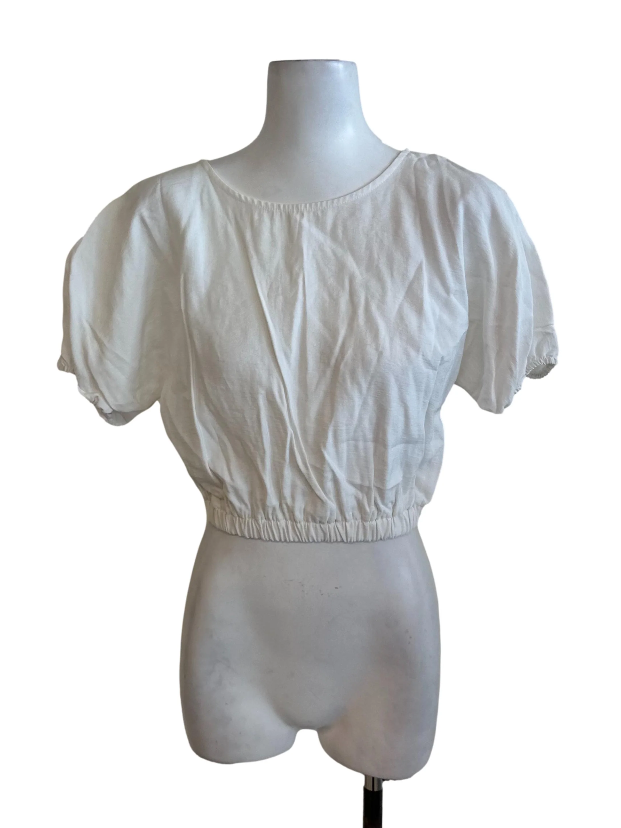 Off White Round Elastic Waist Top