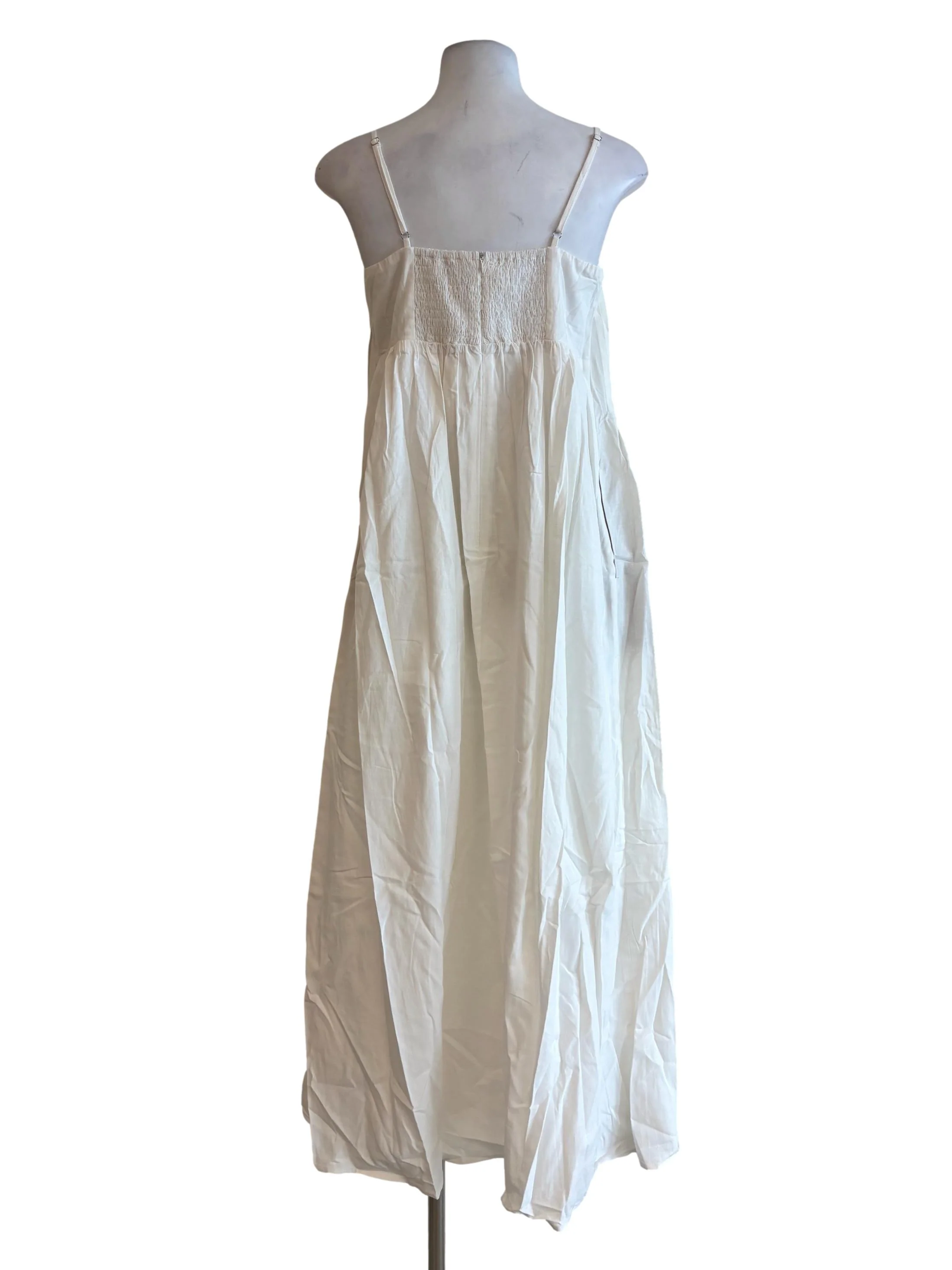 Off White Spaghetti Strap Smocked Dress - Image 2