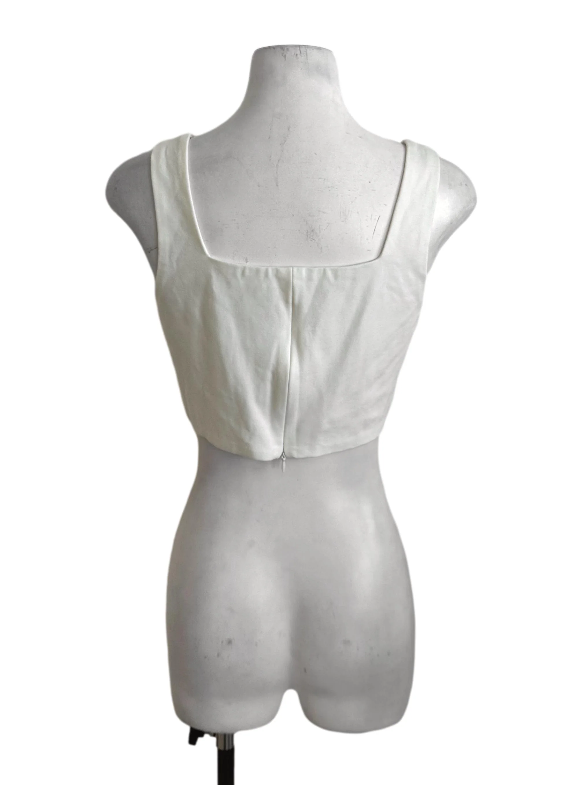 Off White Square Neck Panel Top - Image 2