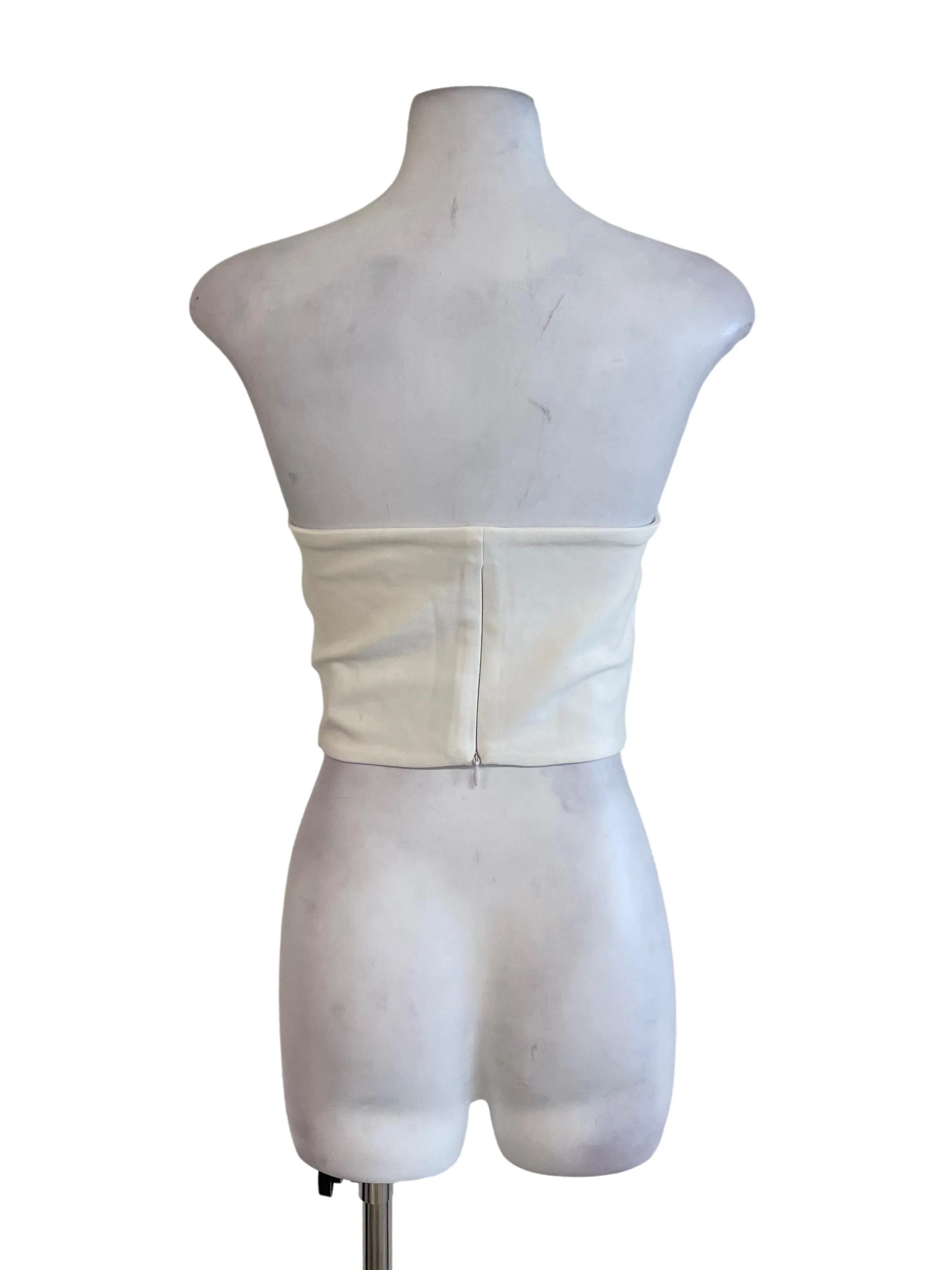 Off White Strapless Crop Top - Image 2