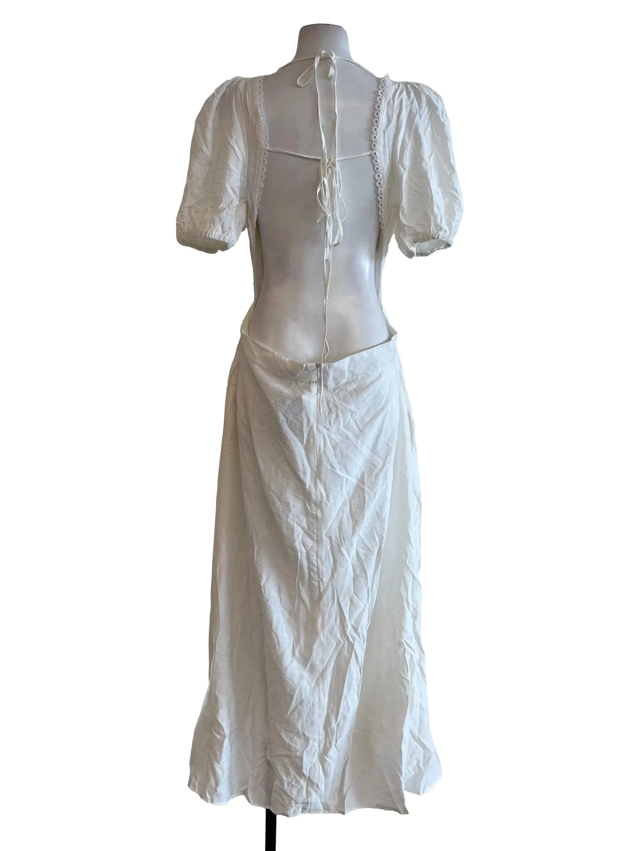 Off White Tie Low Back Maxi Dress - Image 2