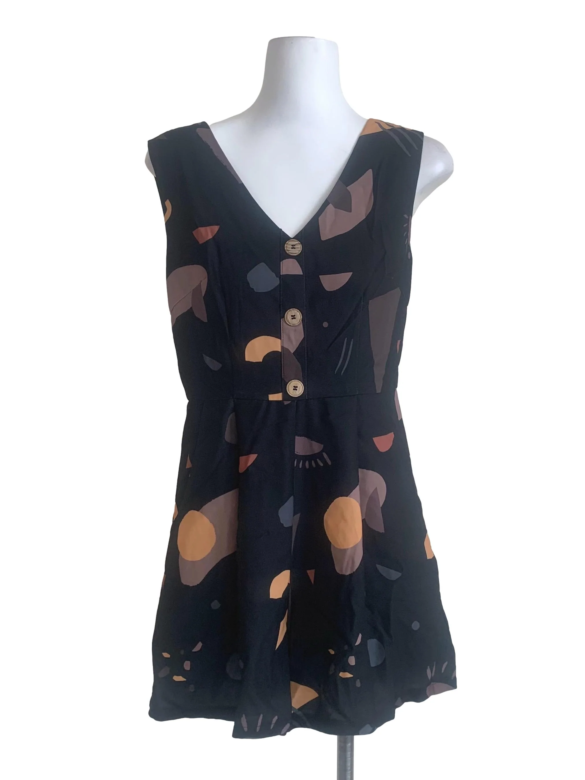 Oil Black Pattern Romper