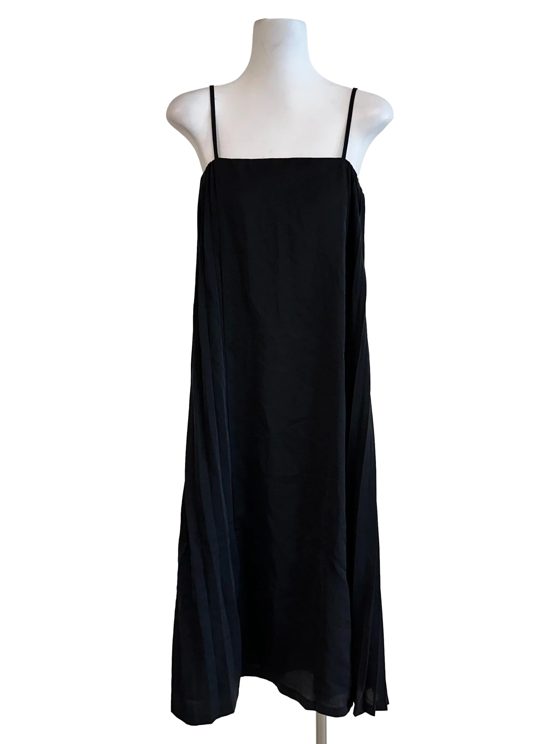 Oil Black Pleated Pattern Dress