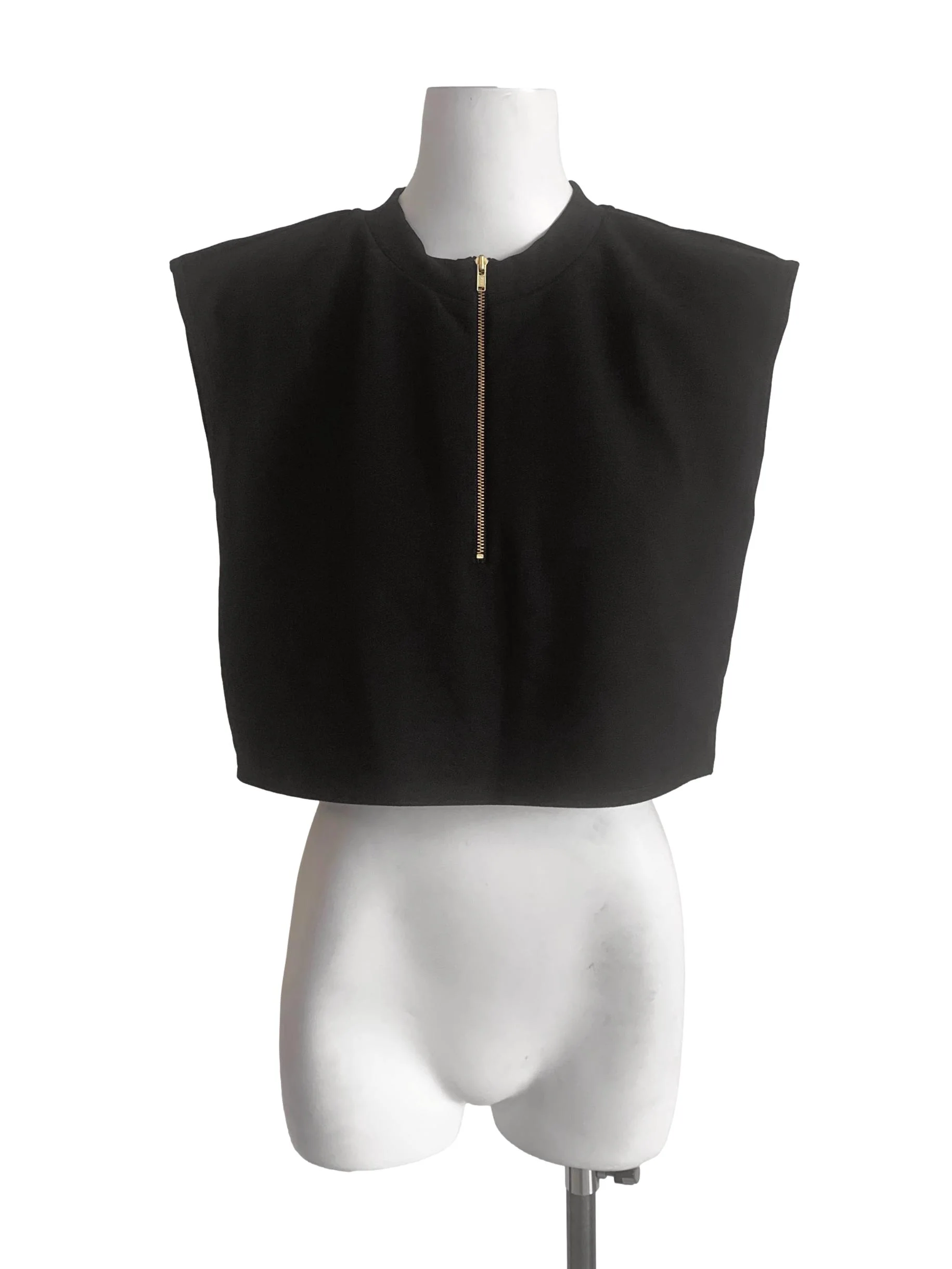 Oil Black Zipped Trapezoid Top LB