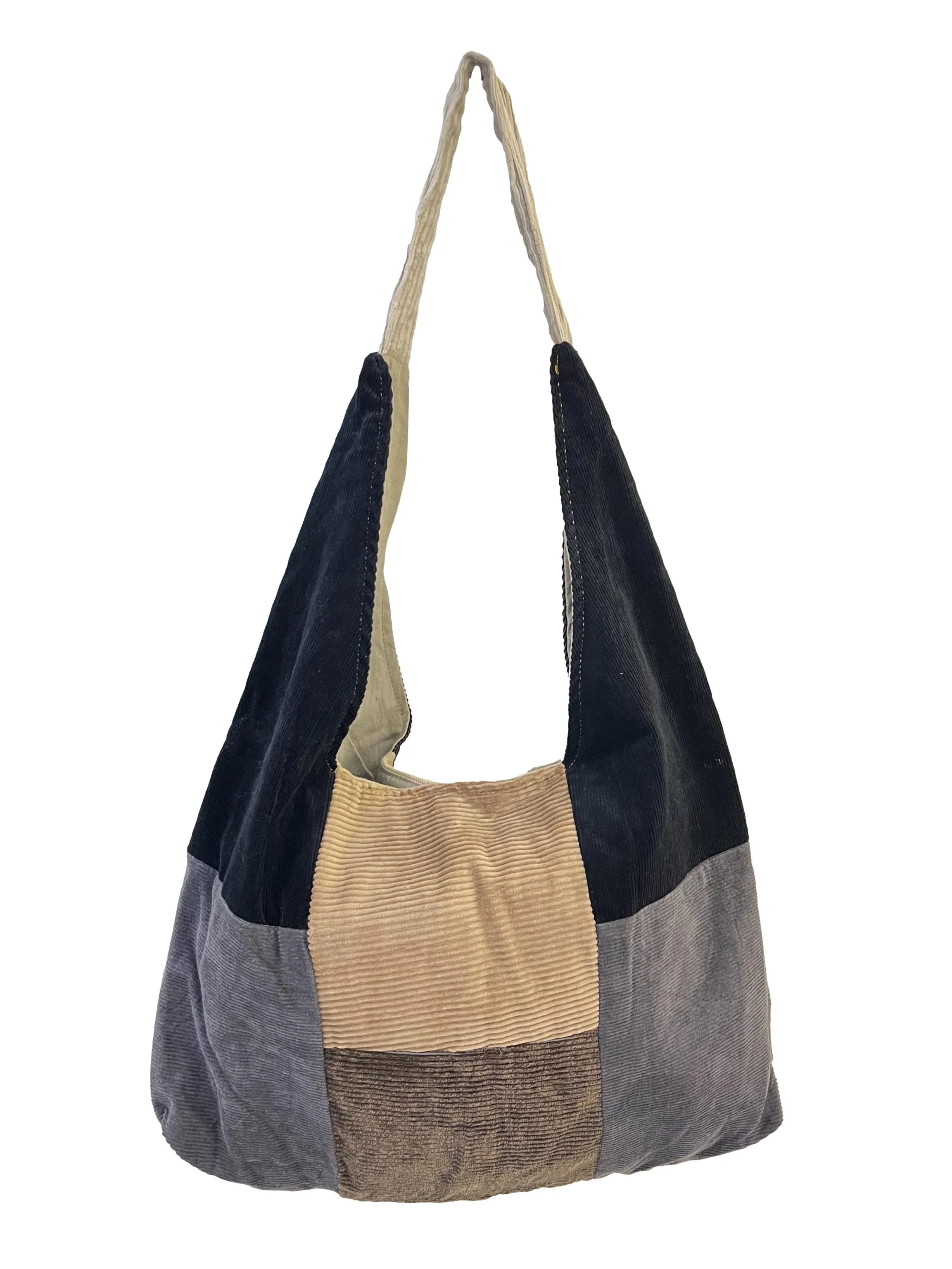 Olive Black Corduroy Crescent Reworked Shoulder Bag - Image 2
