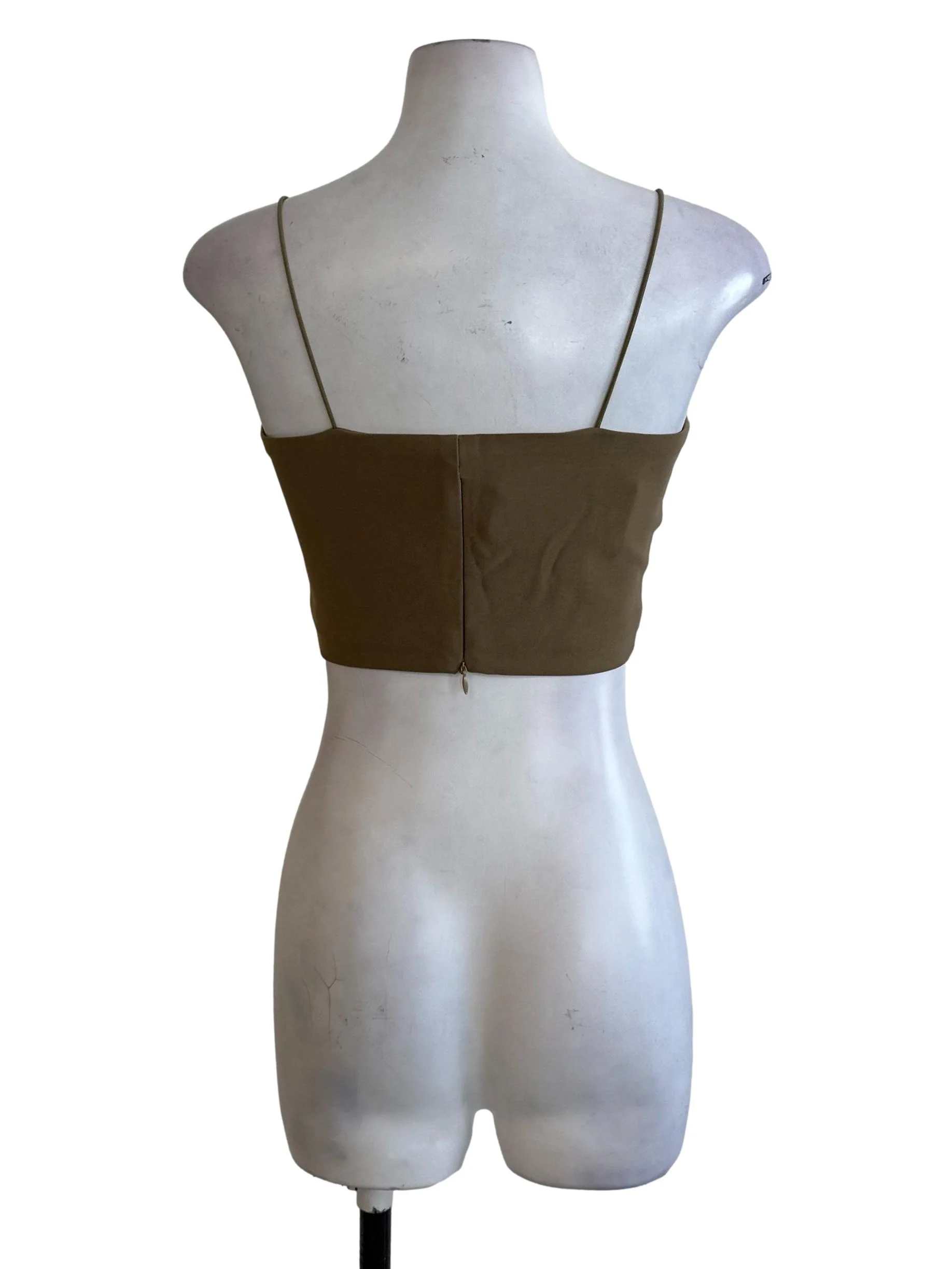 Olive Brown Spaghetti Strap Square Neck Top - Image 2