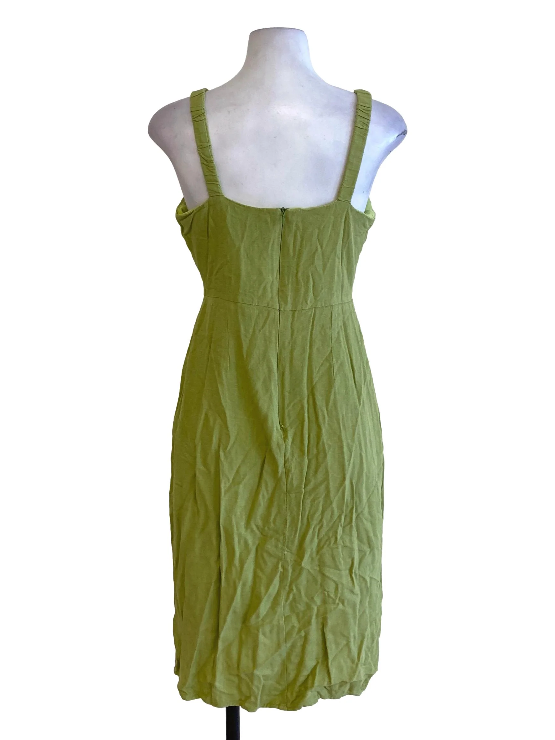 Olive Green Buttoned Down Bodycon Dress - Image 2