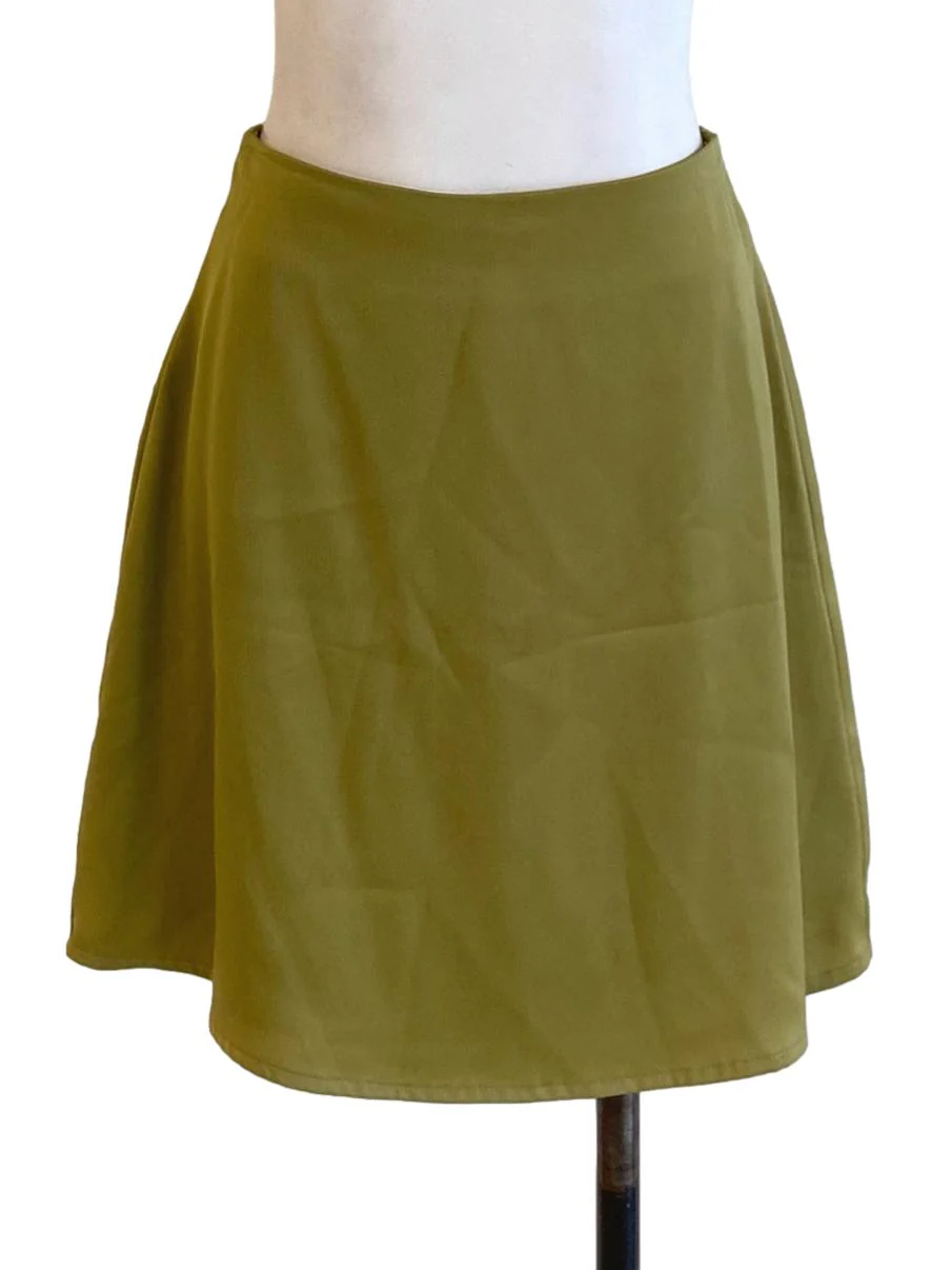 Olive Green Regular Loose Mini A-Line Skirt