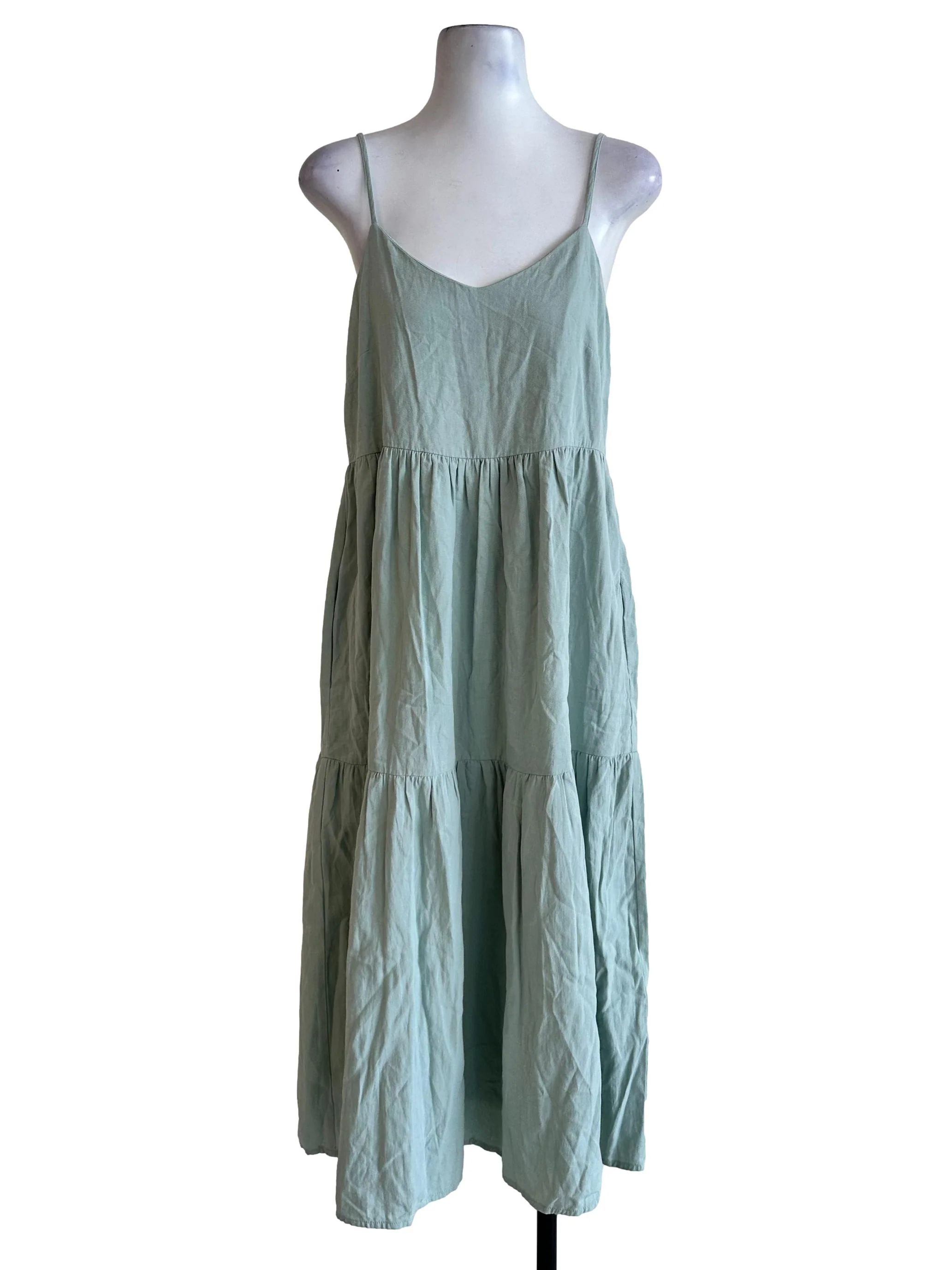 Olive Green Sleeveless Midi Dress