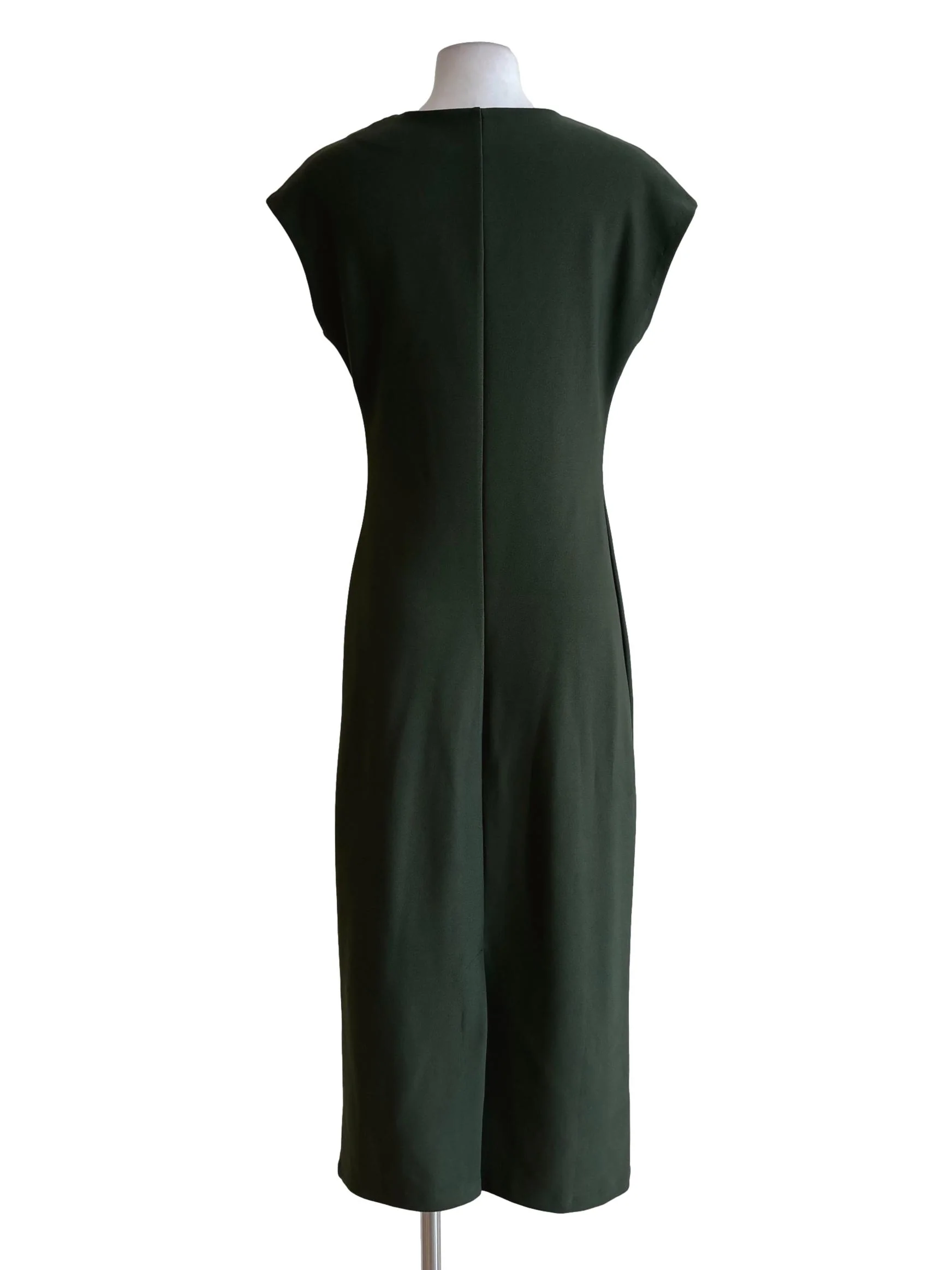 Olive Green Sleeveless Pencil Dress - Image 2