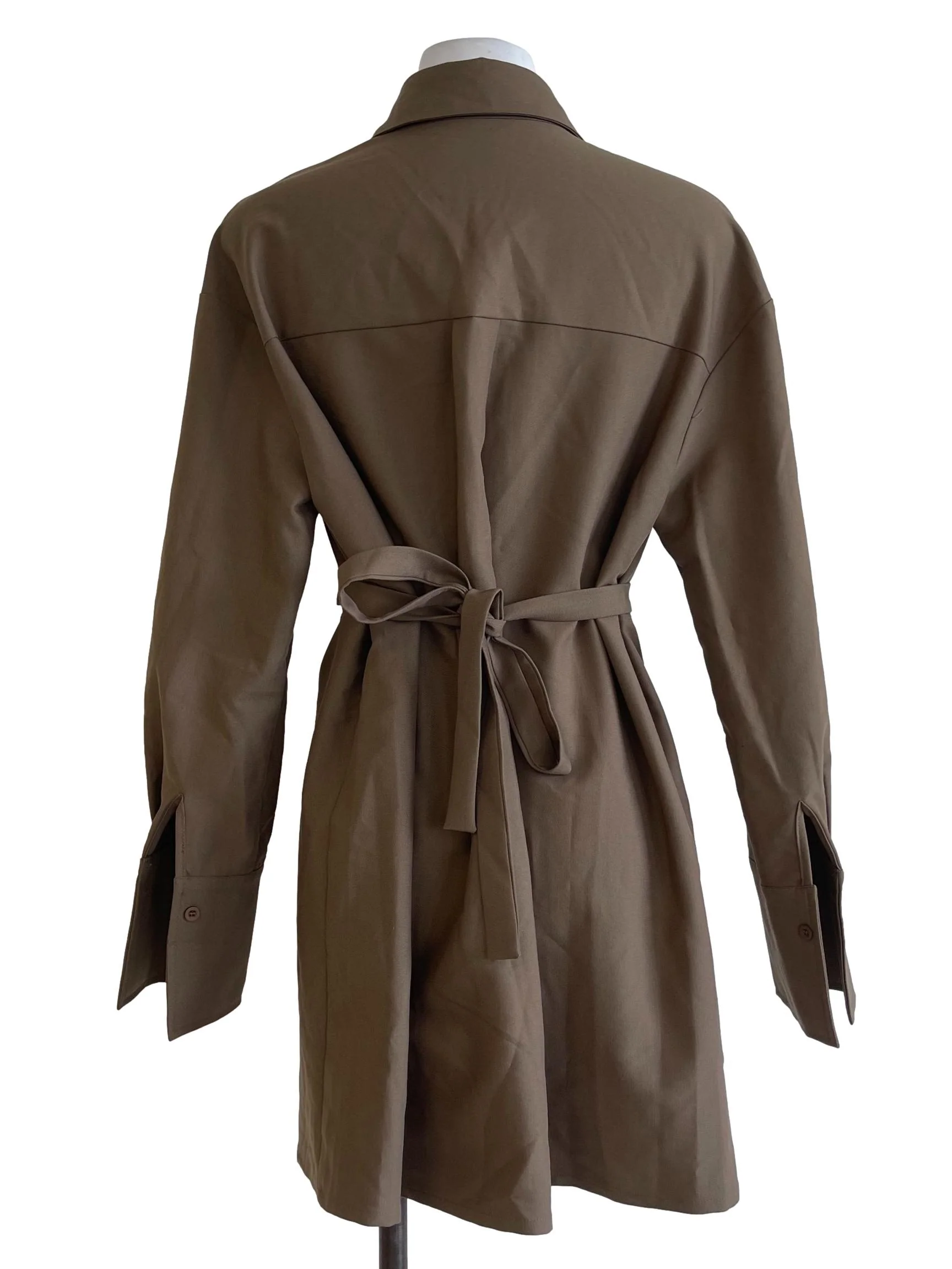 Olive Green Waist Slit Dress - Image 2