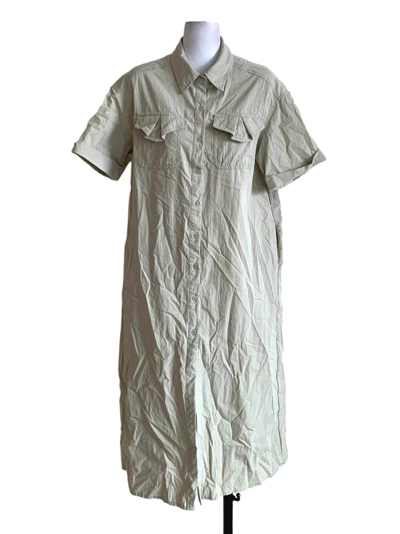 Olive Green Wing Collar Empire Dress