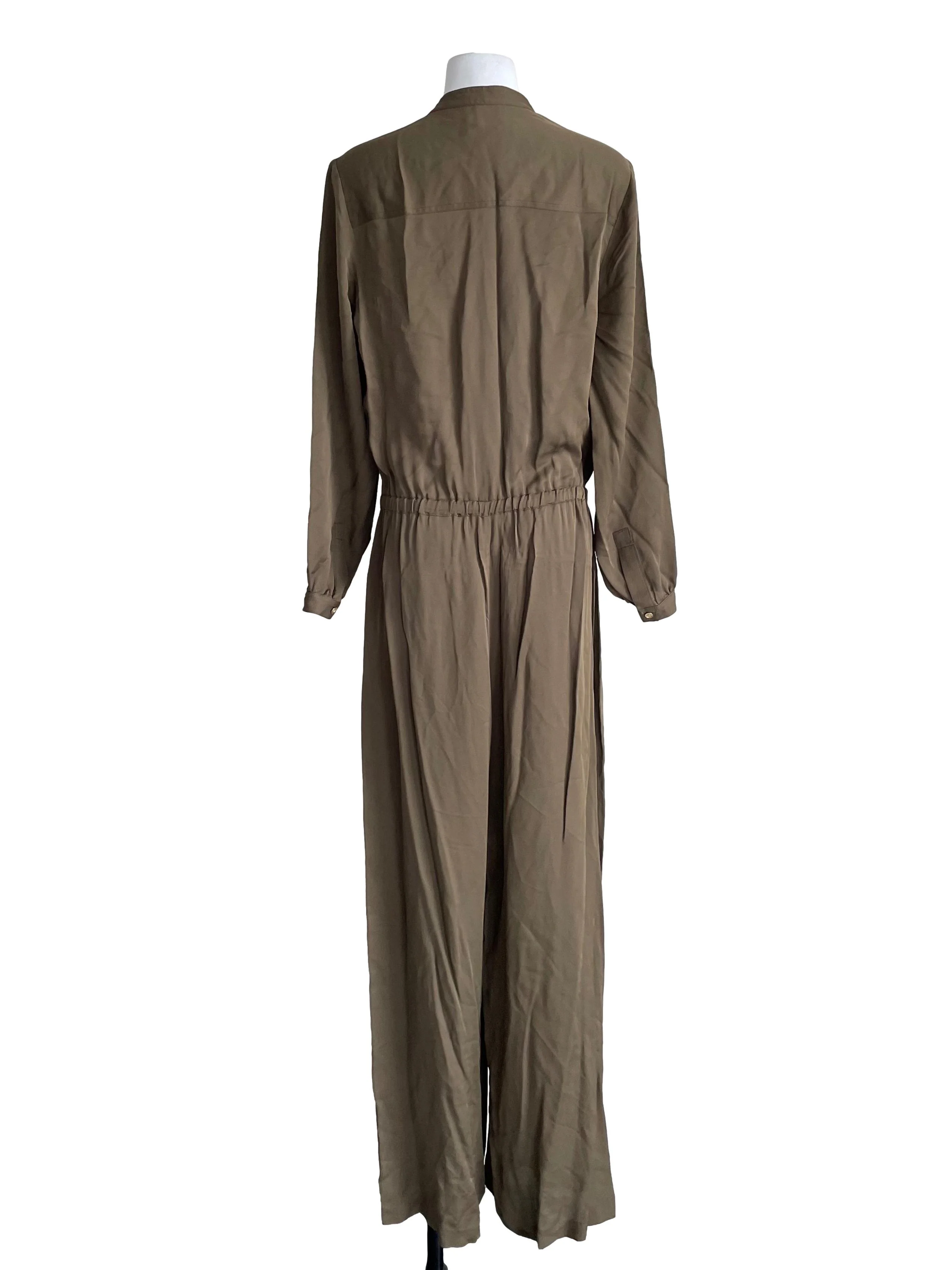 Olive Henley Shirt Jumpsuit - Image 2